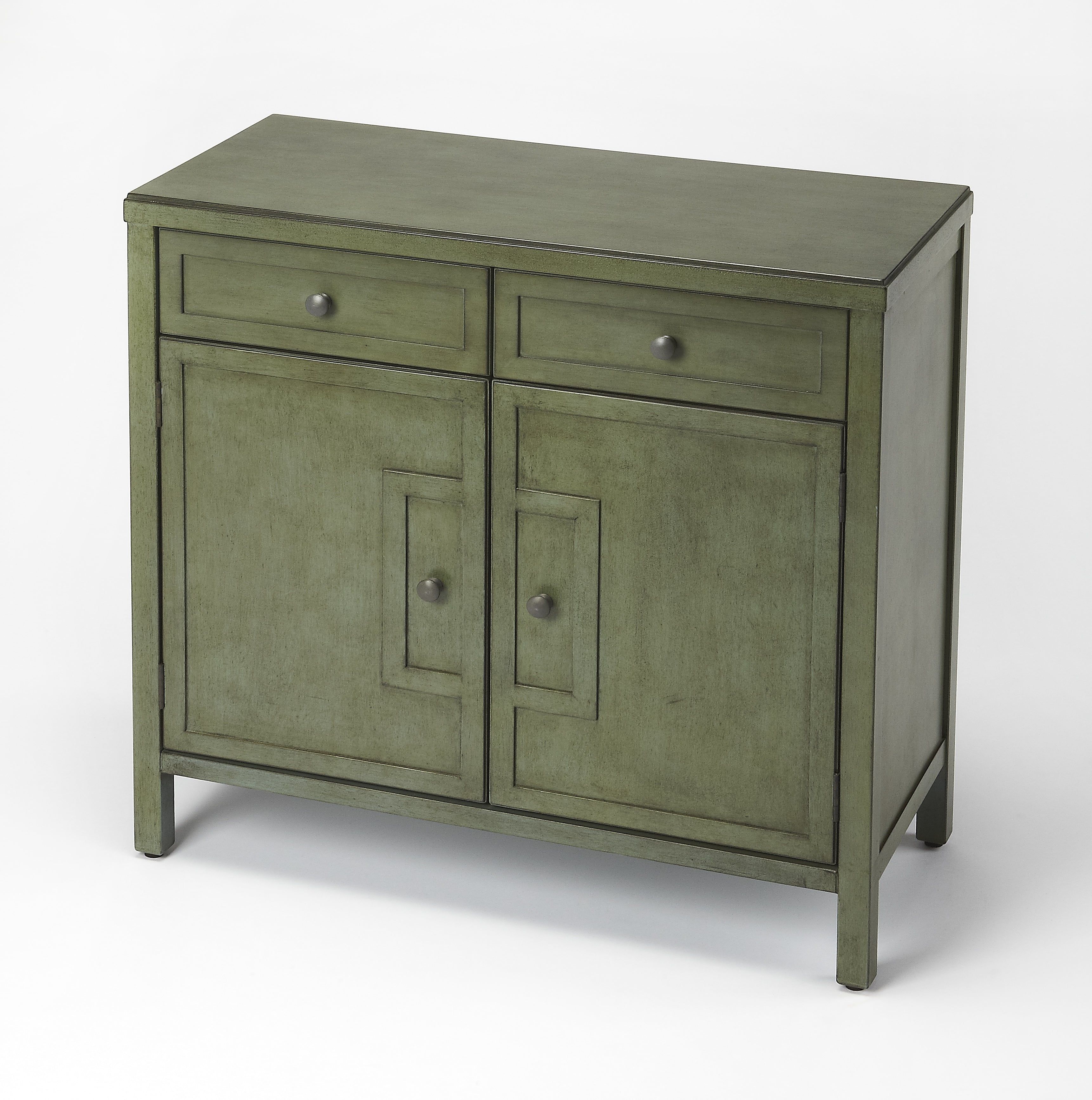 Freestanding White Bayur Wood Console Cabinet with Drawers