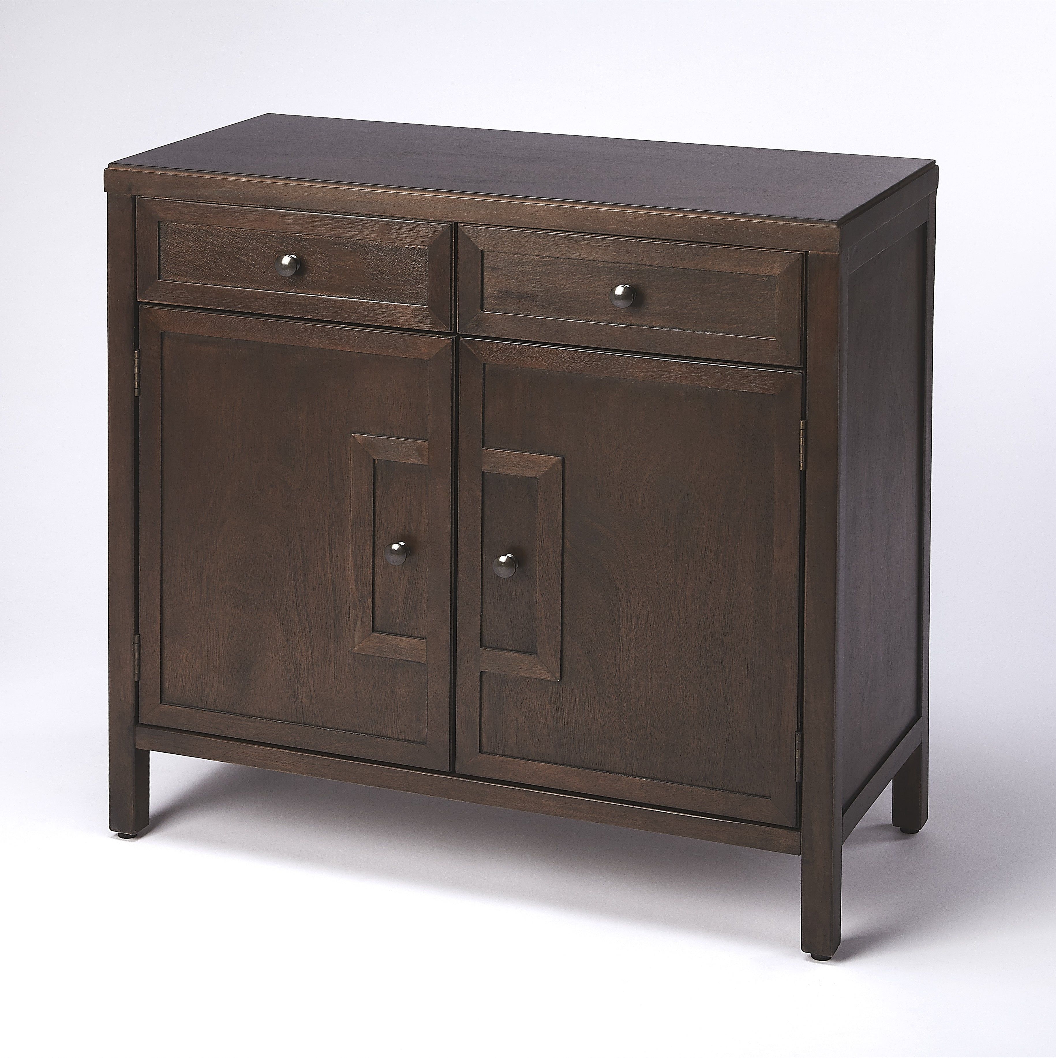 Imperial Coffee Brown Engineered Wood Console Cabinet with Steel Pulls