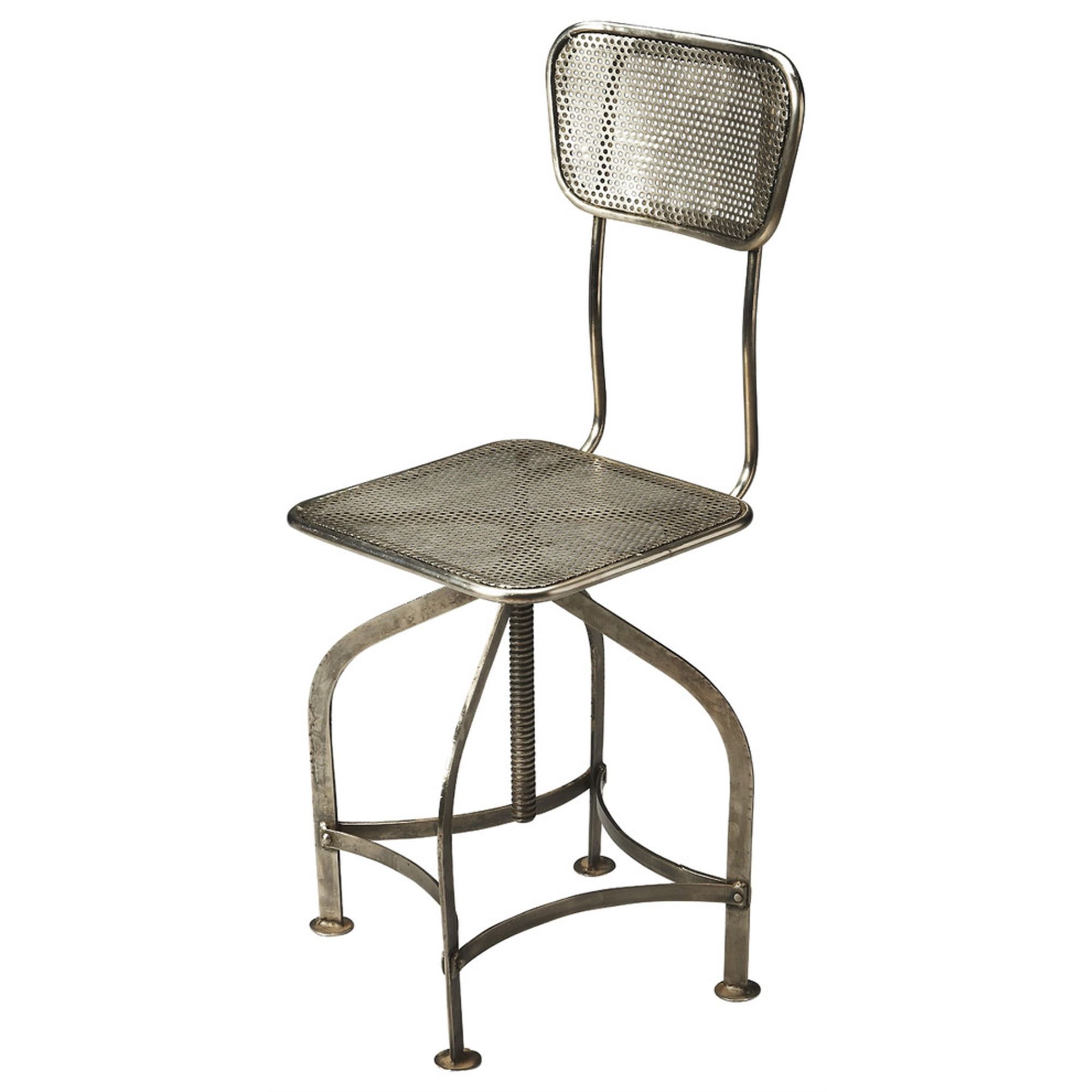 Pershing Industrial Gray Metal Swivel Counter Stool