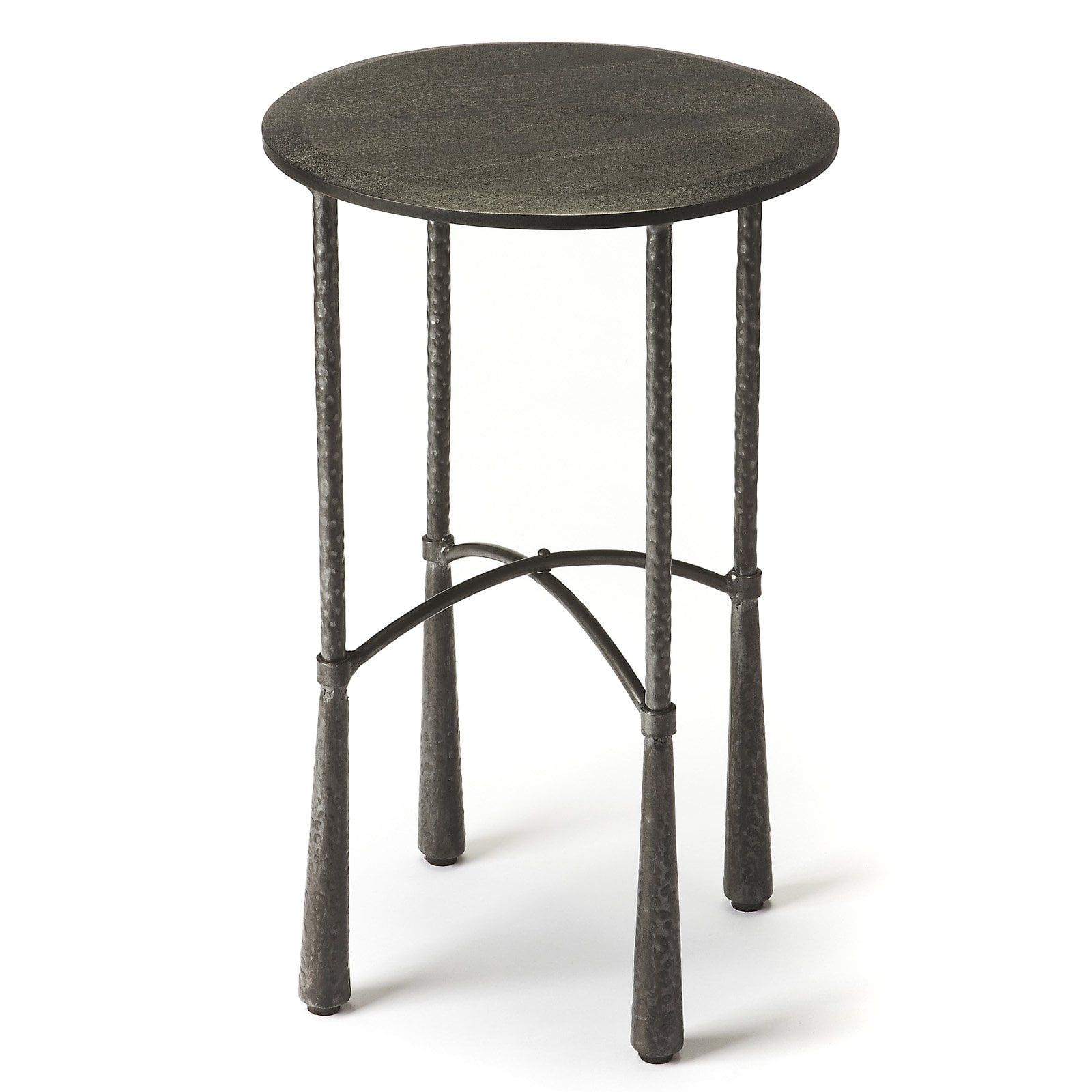 Rustic Iron and Wood Round Accent Table