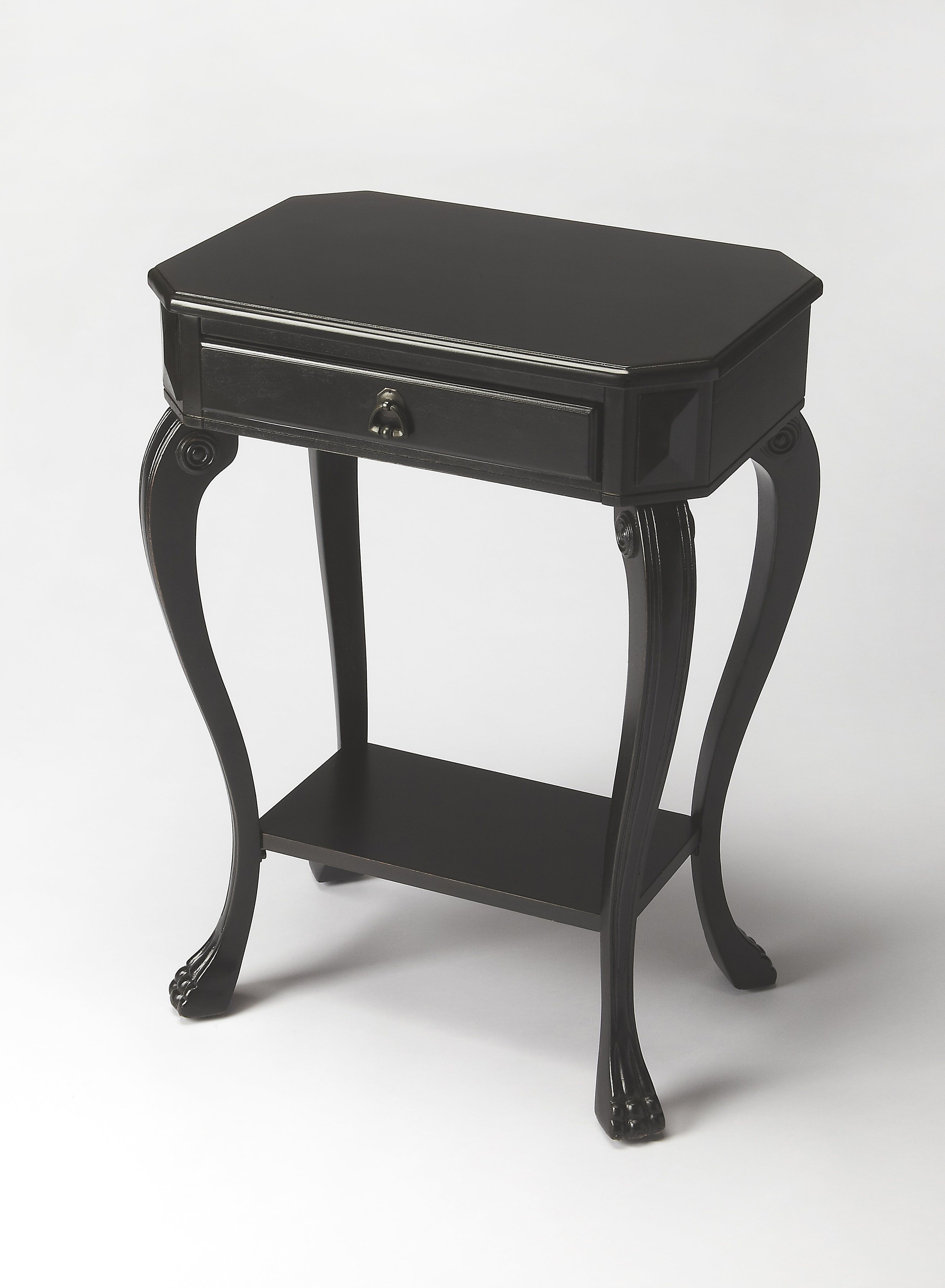 Channing Black Licorice Solid Wood Console Table with Storage