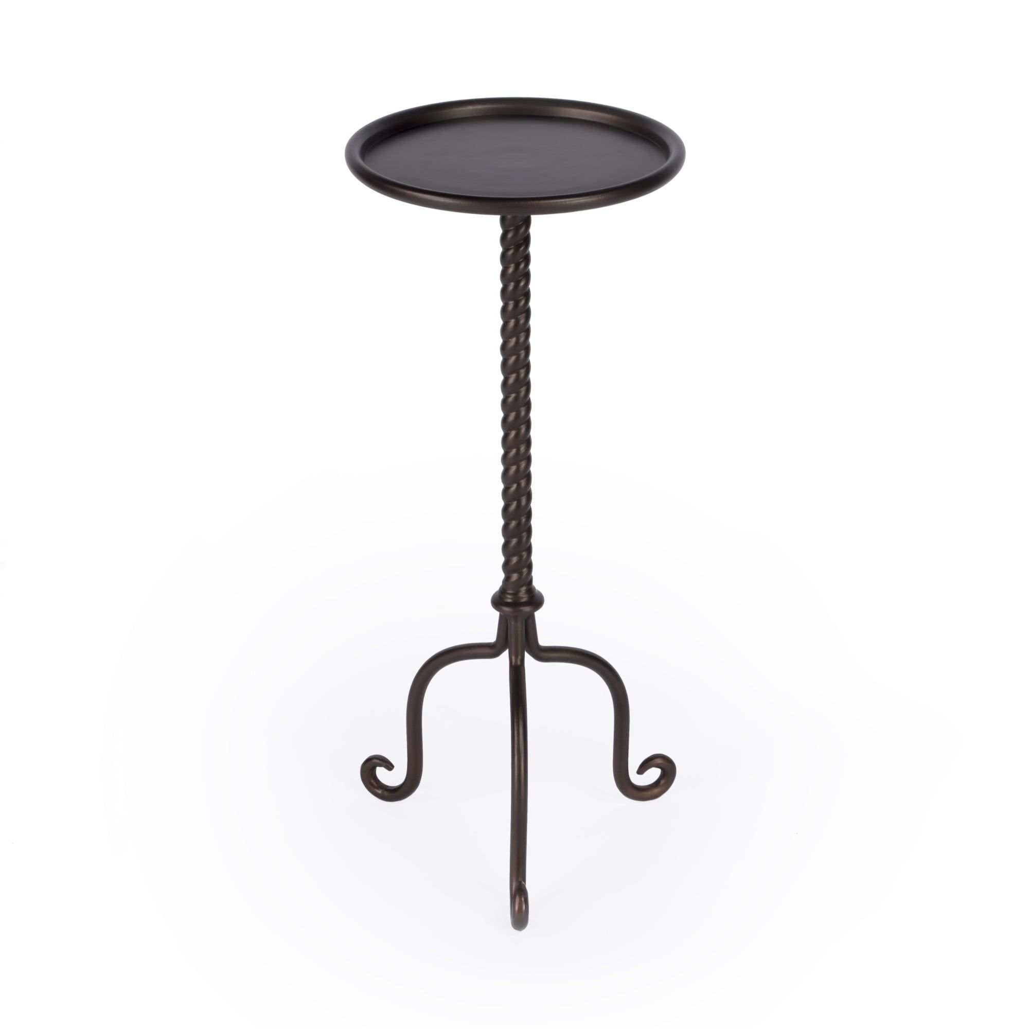 Alma Round Metal Pedestal Side Table in Metalworks Finish