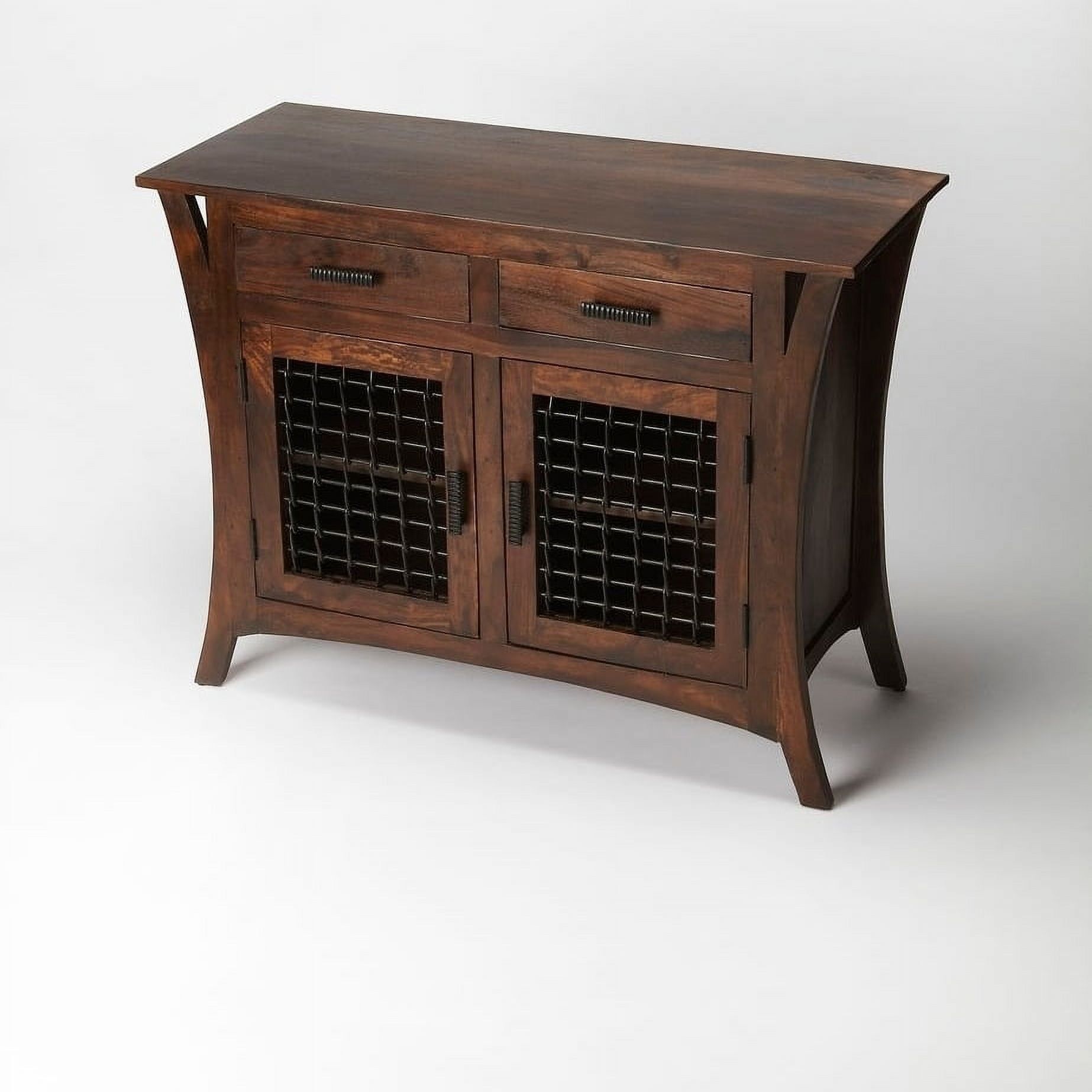 Ako Dark Brown Mango Wood Console Chest with Iron Hardware