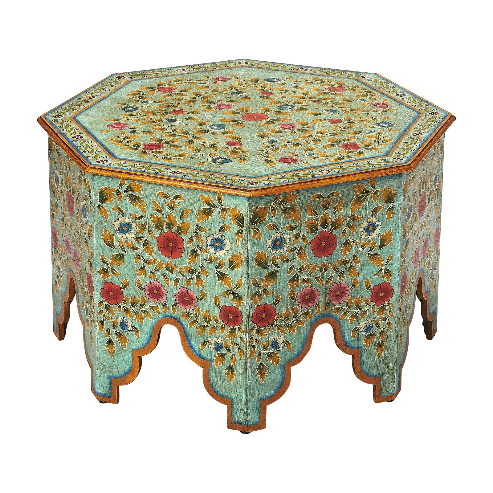 Priya 146" Espresso Hand Painted Meranti Wood Coffee Table