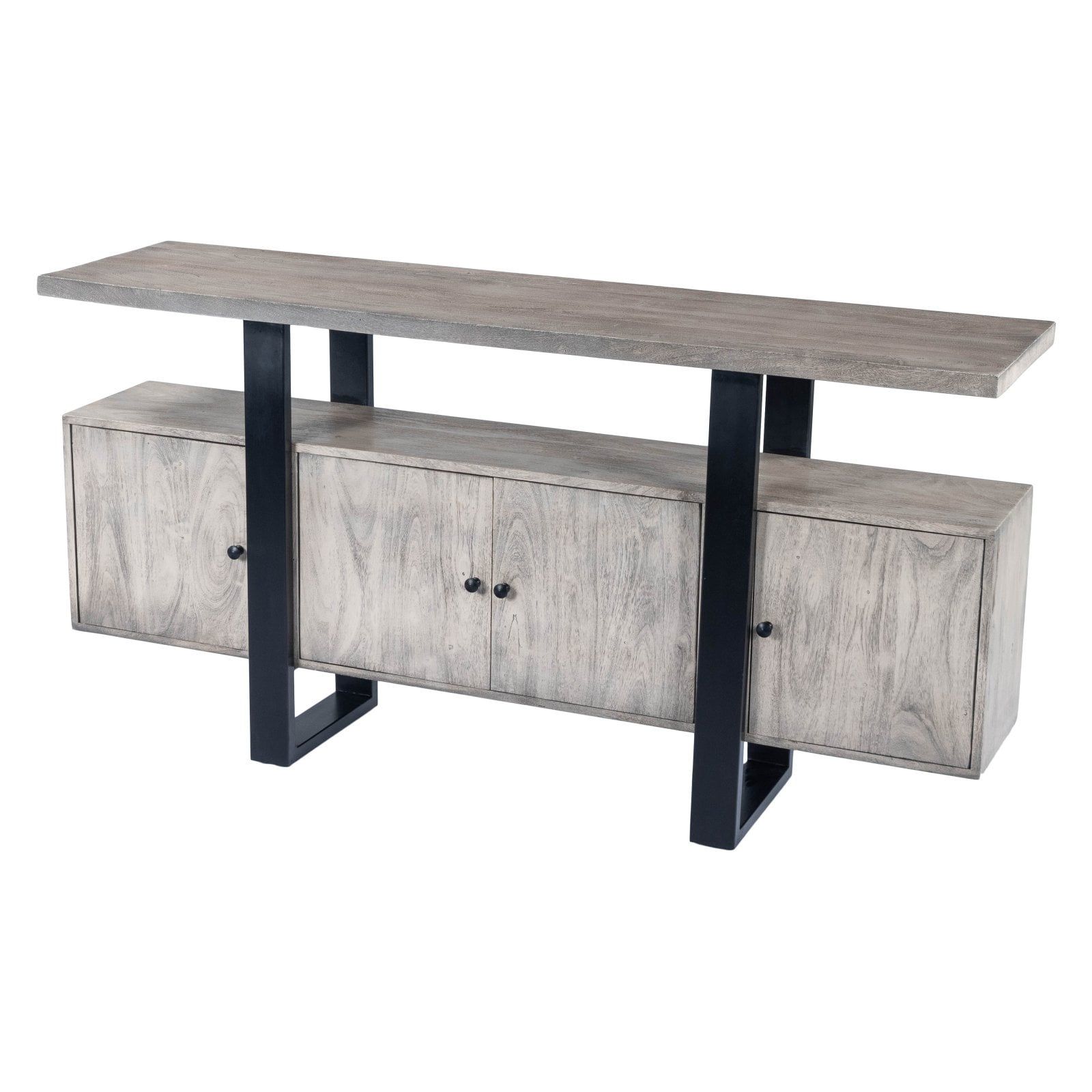 Raitis 63'' Gray Sandwash Acacia Wood and Metal Sideboard