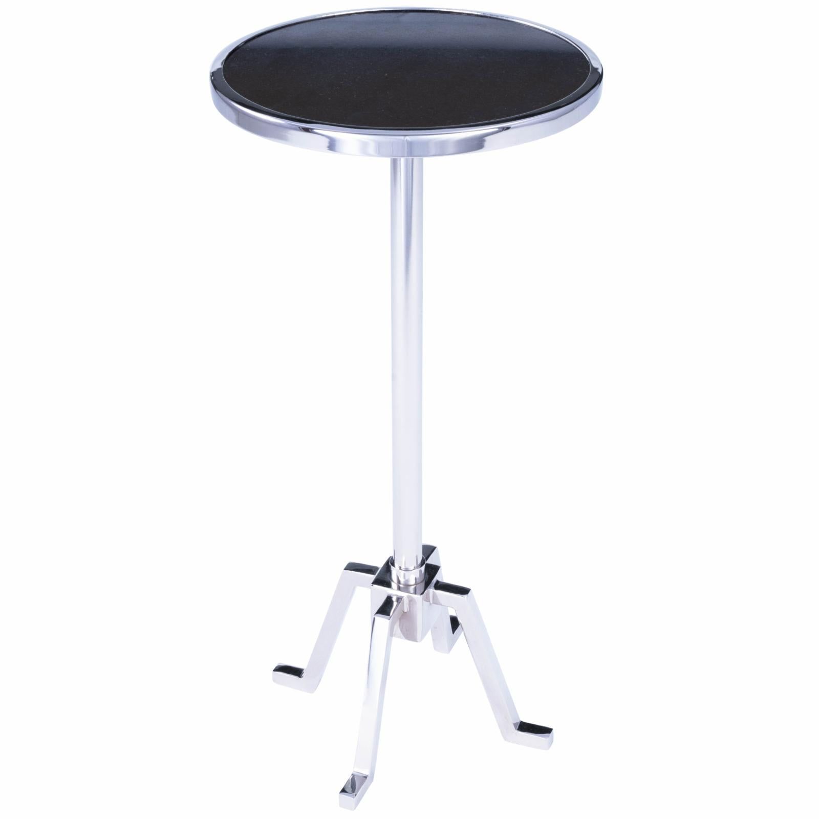 Contemporary Sash Chrome & Dark Granite Round Side Table