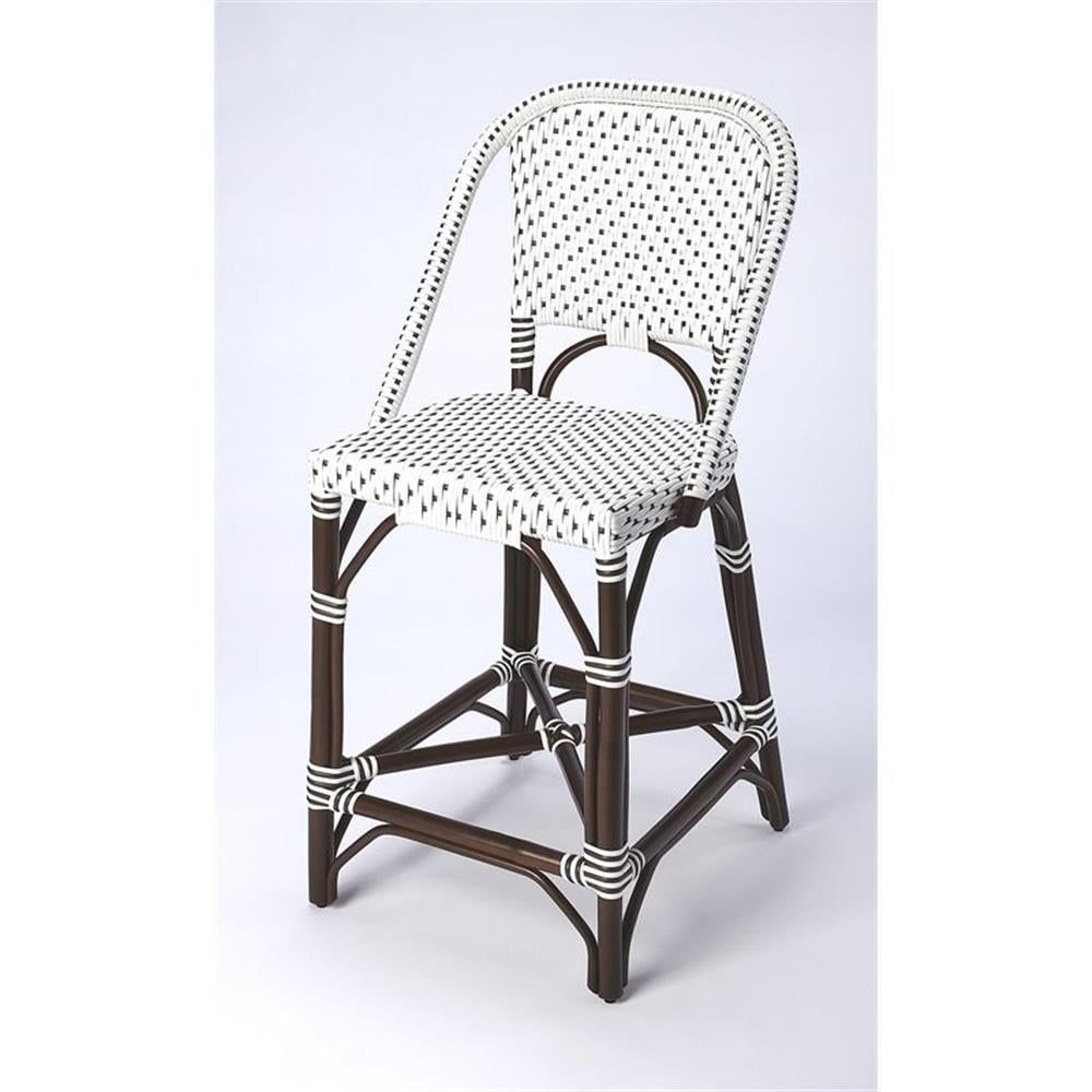 Solstice White and Chocolate Rattan Counter Stool