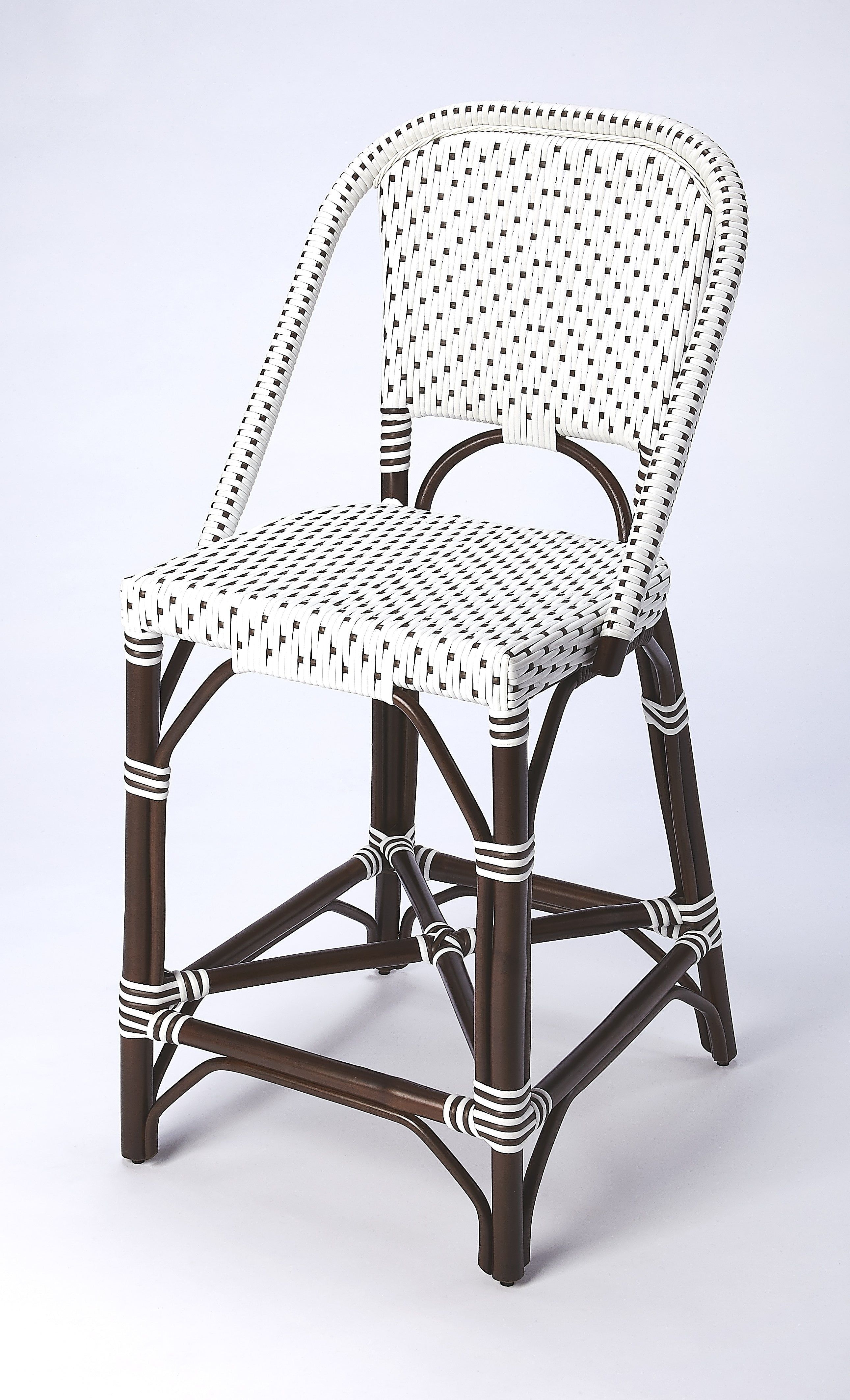 Solstice White and Chocolate Rattan Counter Stool