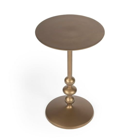 Zora 12" Round Bronze Iron Pedestal Side Table
