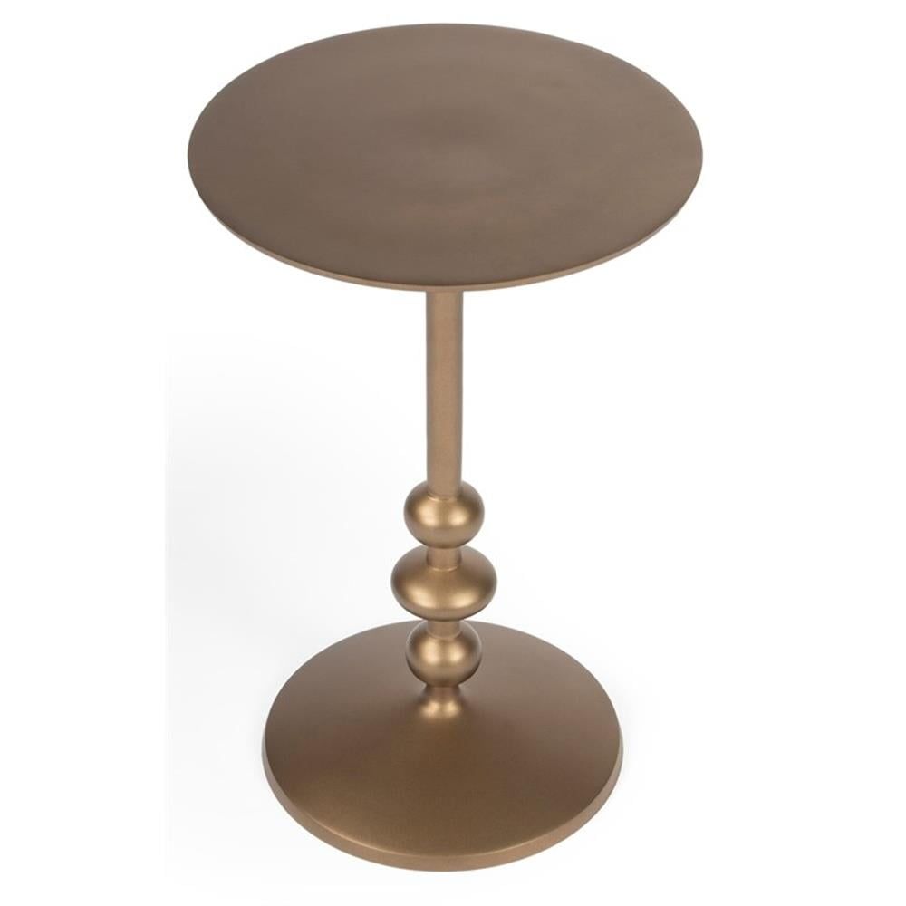 Zora 12" Round Bronze Iron Pedestal Side Table