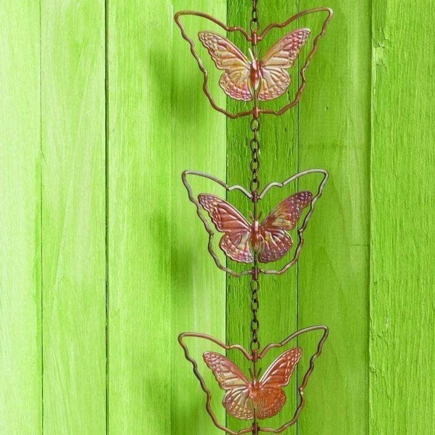 Flamed Copper Butterfly Rain Chain with Iridescent Finish