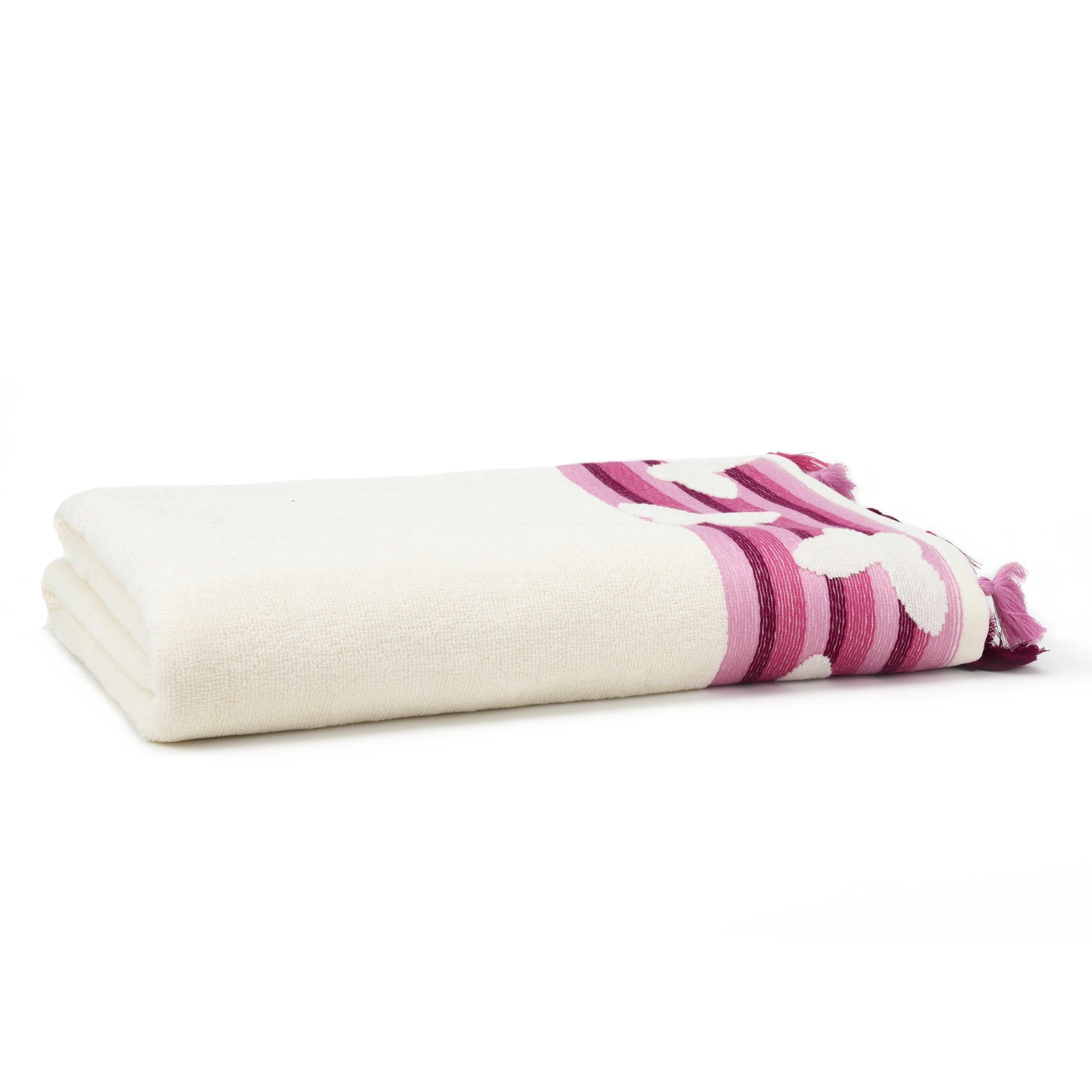 Boysenberry and White Turkish Cotton Bath Towel Set