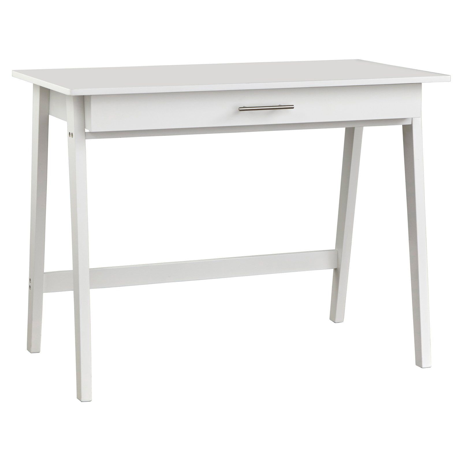 White 40" Wood Writing Desk with Drawer