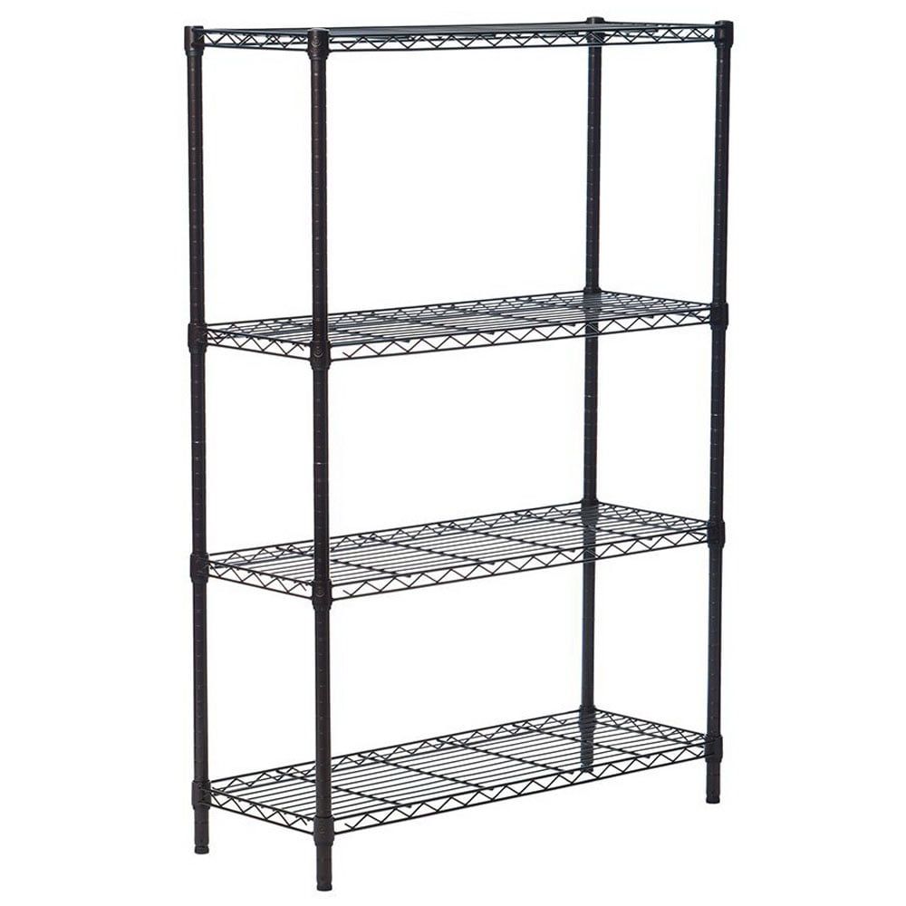 Adjustable Black 4-Tier Steel Wire Shelving Unit