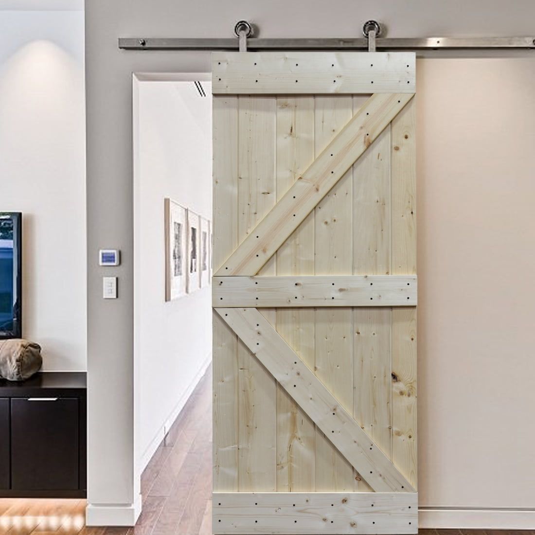 Unfinished Knotty Pine Sliding Barn Door Slab, 36" x 84"