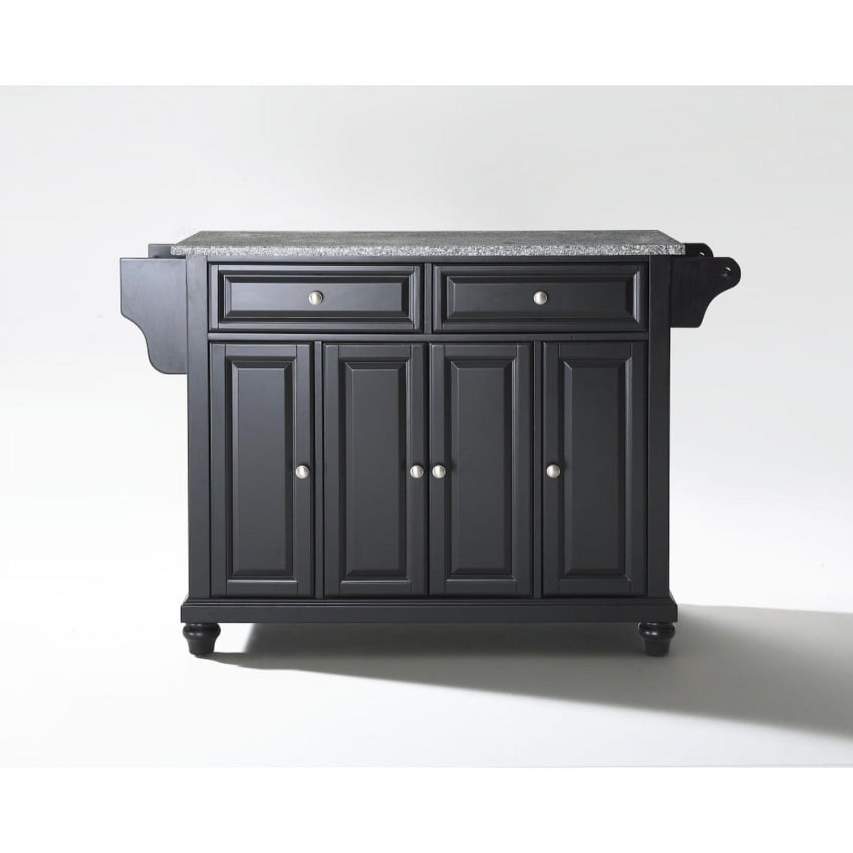 Cambridge Black Kitchen Island with Granite Top and Storage