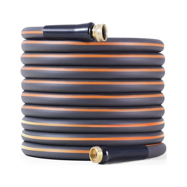 50 ft Gray and Orange Vinyl Garden Hose with Brass Fittings