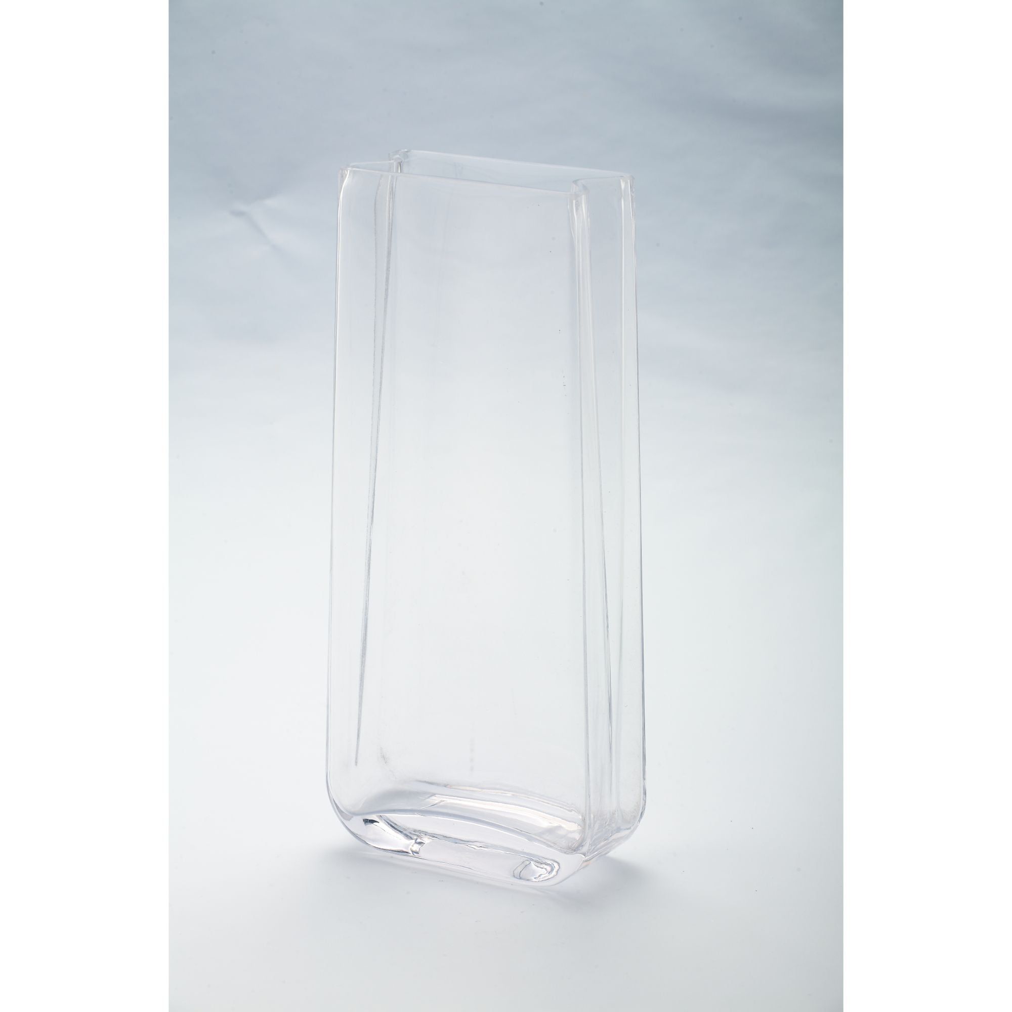 Clear Rectangular Hand Blown Glass Table Vase