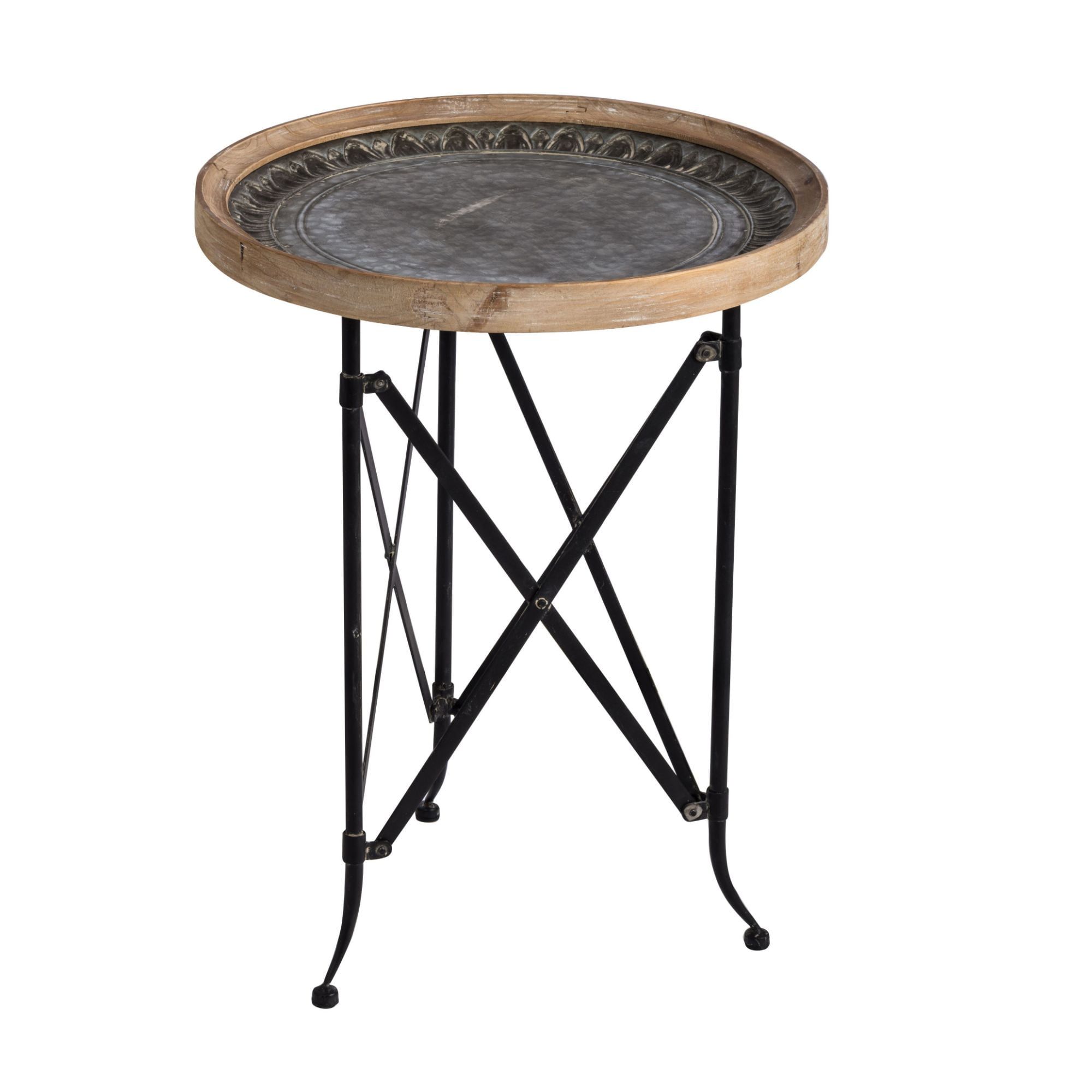 Classic Vintage 24" Round Side Table in Black and Brown