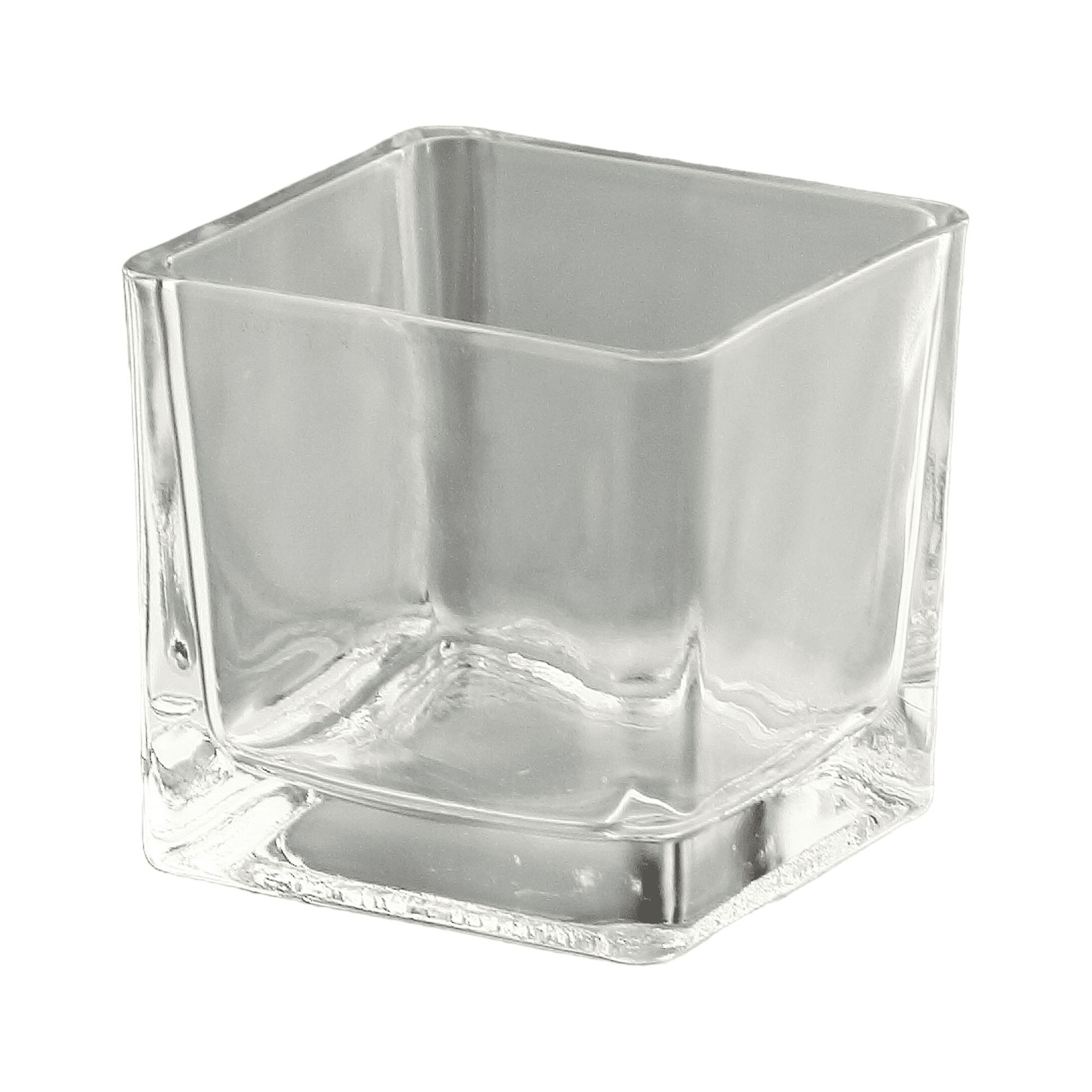 Elegant 3'' Clear Square Handblown Glass Decor Vase