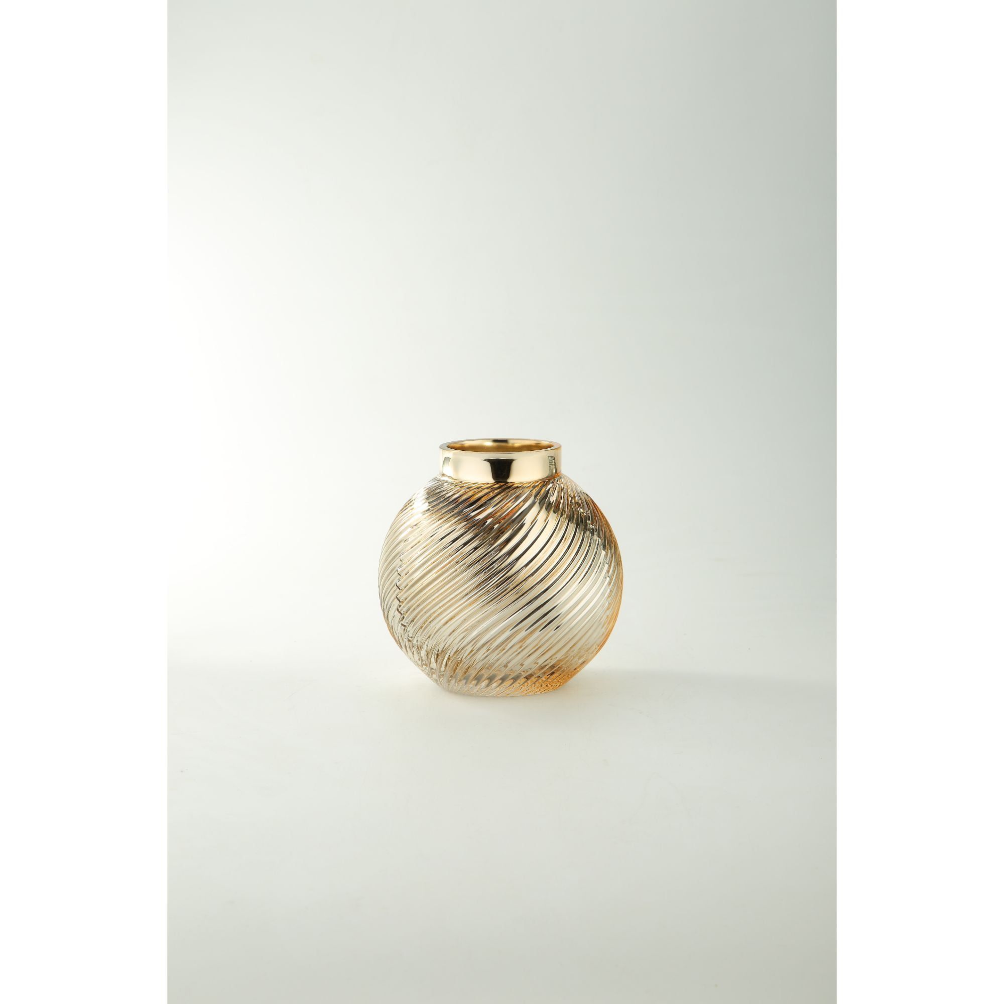 6.5" Metallic Gold Swirl Hand Blown Glass Vase