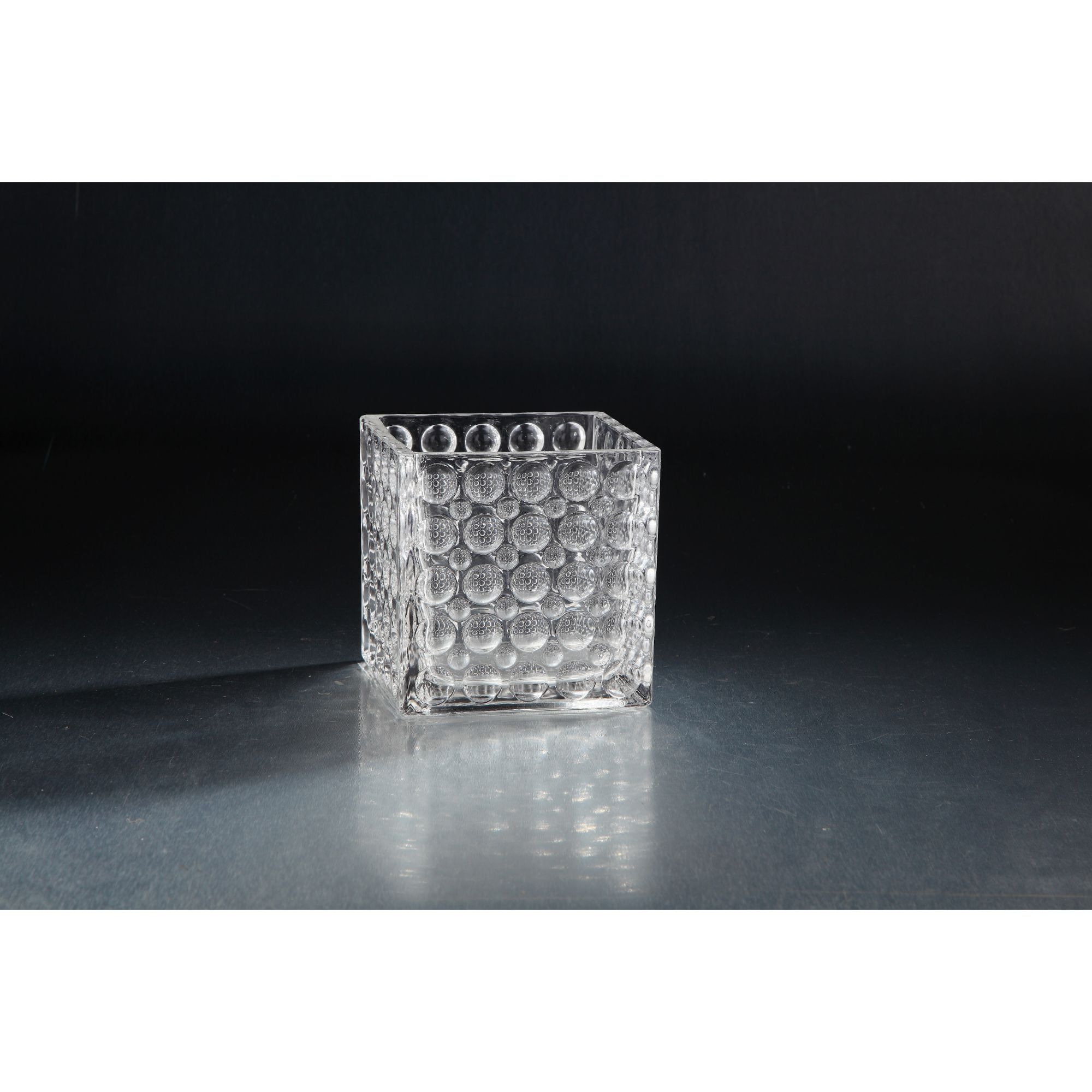 6" Clear Glass Square Tabletop Candle Holder