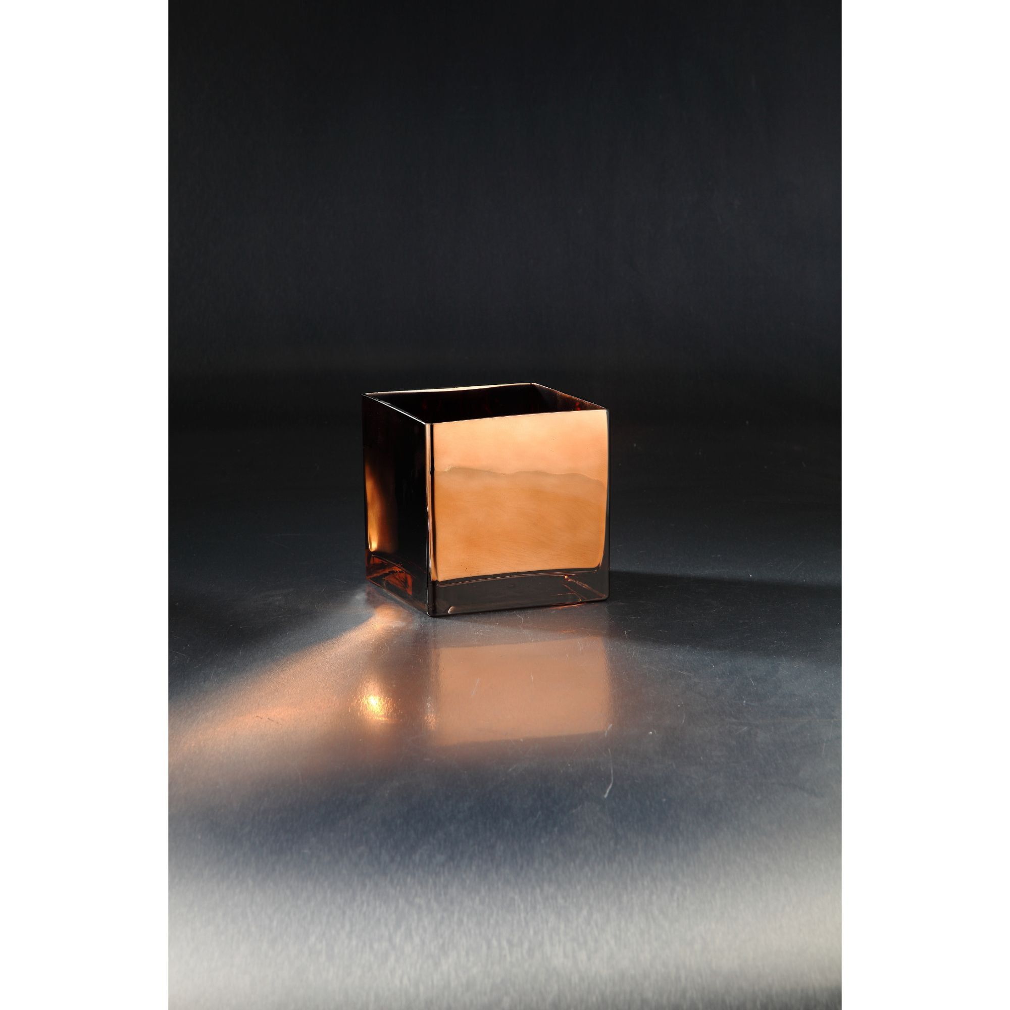 6" Glossy Chocolate Brown Square Glass Table Vase