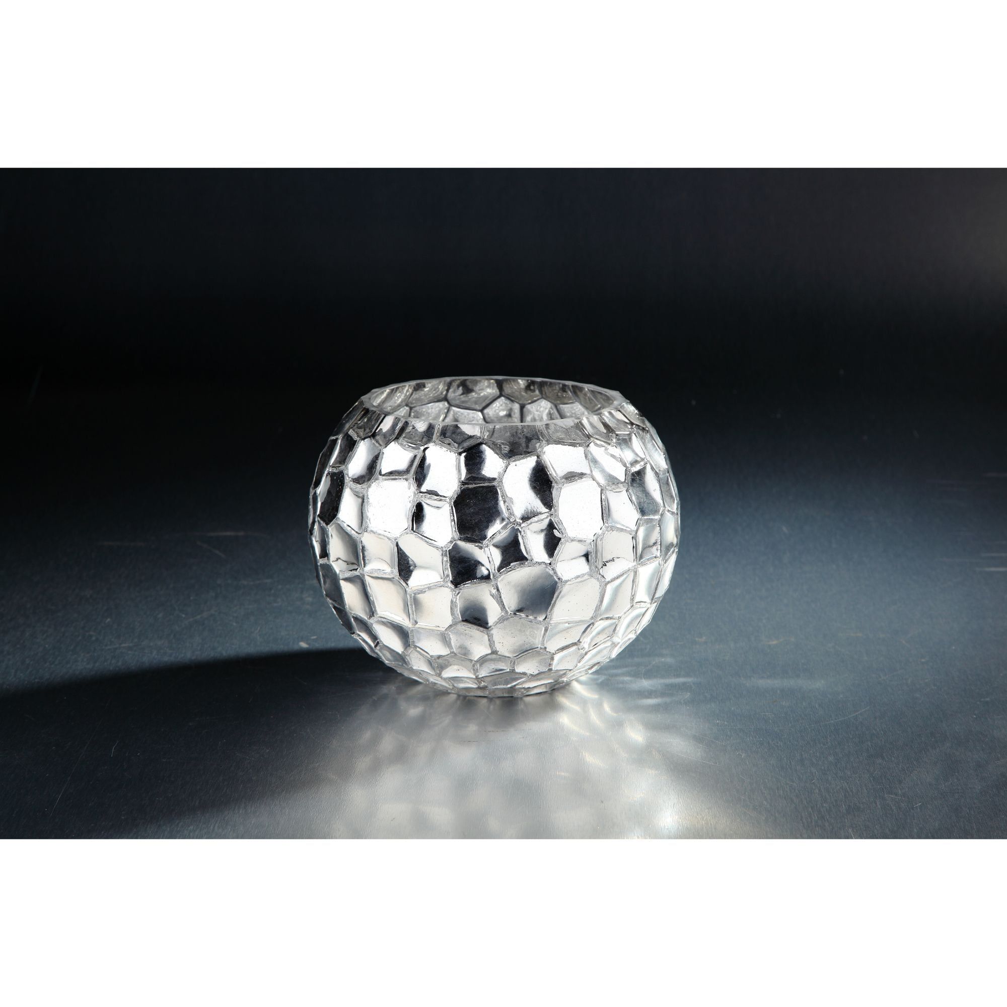 Classy 6" Metallic Silver Handblown Glass Decor Bowl Vase