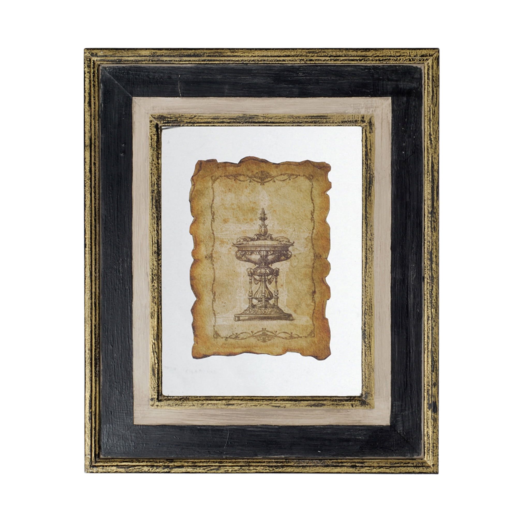 Antique Gold and Black Framed Sculpture Print Wall Art