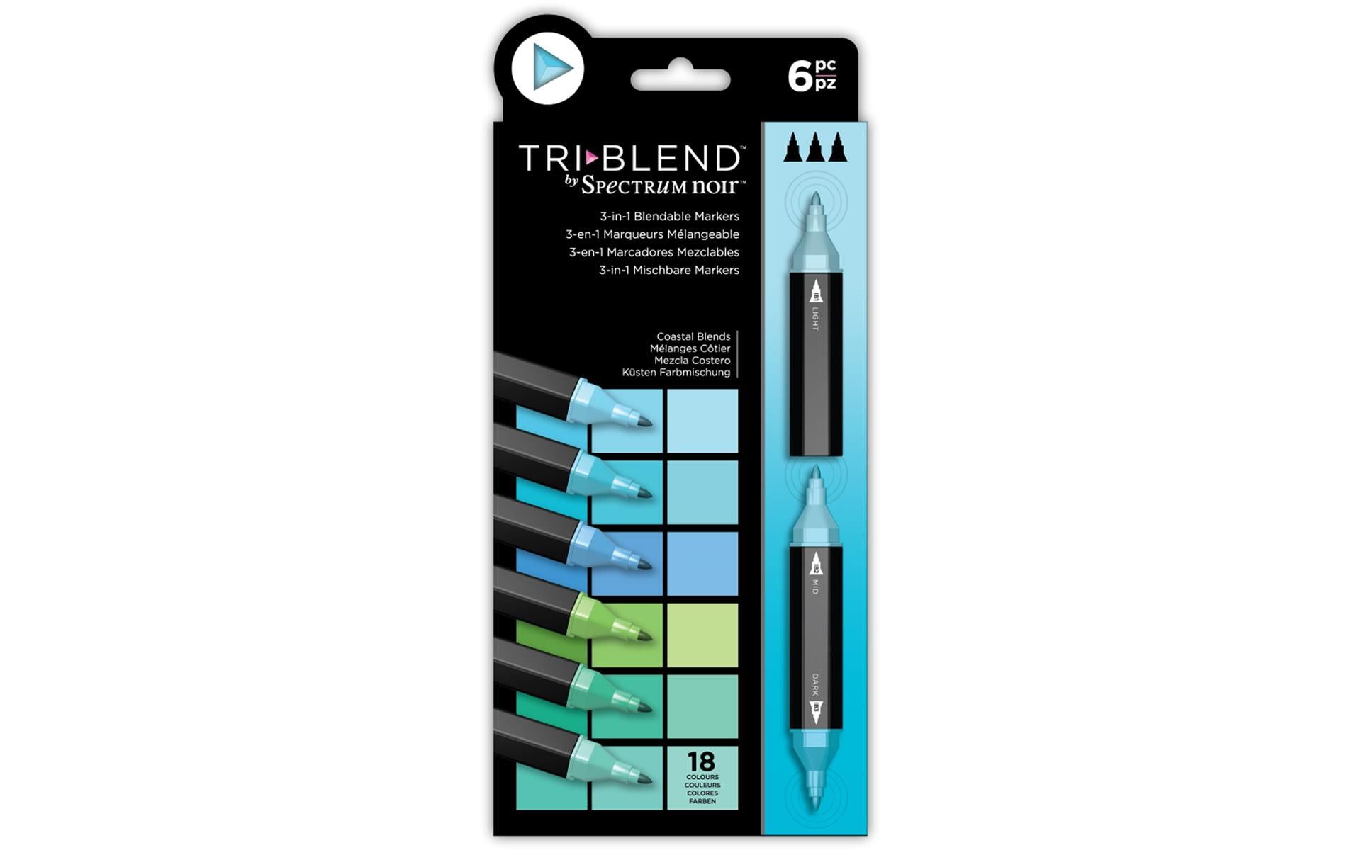 Coastal Blends 6-Piece Alcohol Marker Set with Fine Nibs