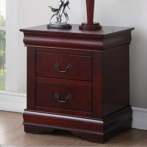 Elegant Cherry Wood Nightstand with Brush Nickel Accents