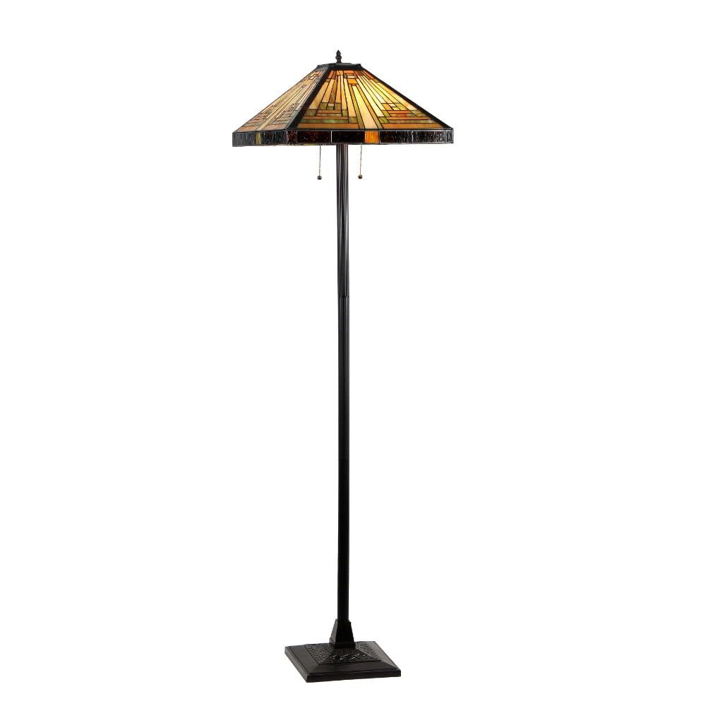 Innes Tiffany-Style Bronze Stained Glass Floor Lamp