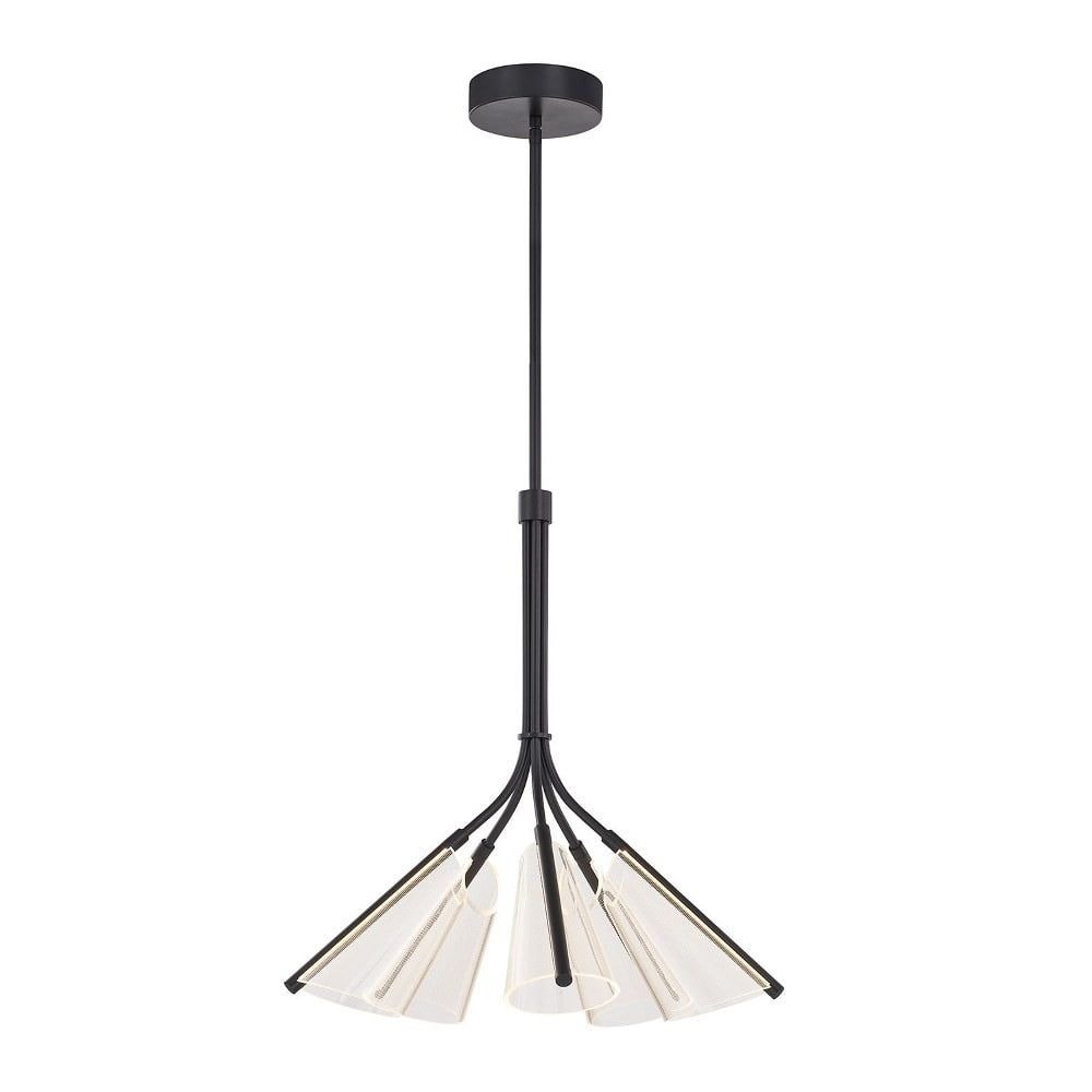 Mulberry Modern LED Chandelier in Black with Edge Lit Shade