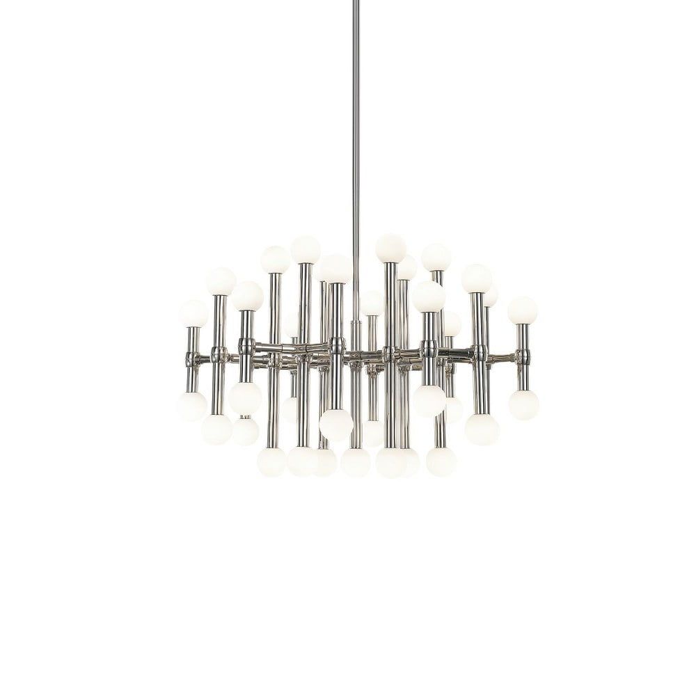 Rivoli Polished Nickel 28.5" LED Chandelier with Spherical Glass Diffusers