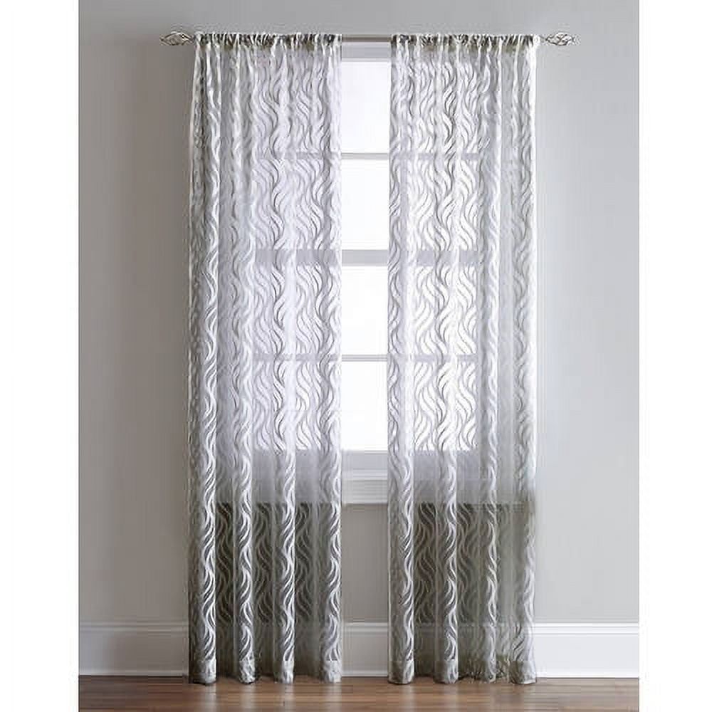 Lyric 84" Gray Sheer Rod Pocket Polyester Curtain Panel