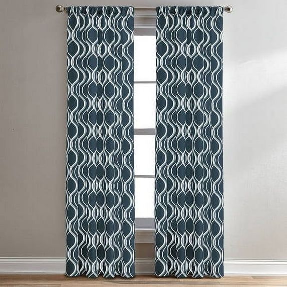 Navy Light-Filtering Polyester Rod Pocket Window Panel, 50"x63"