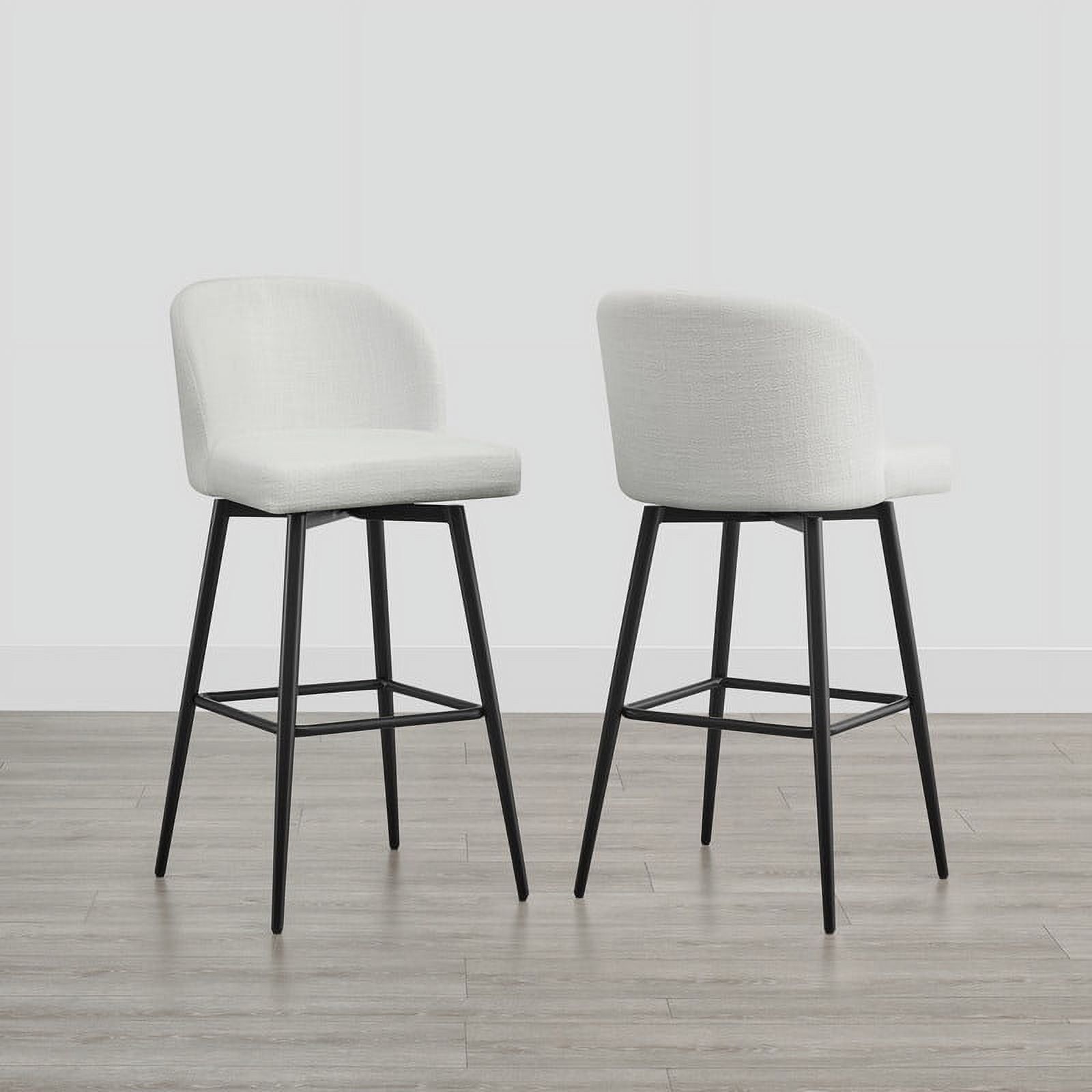 White Swivel Upholstered Counter Bar Stools with Metal Legs, Set of 2