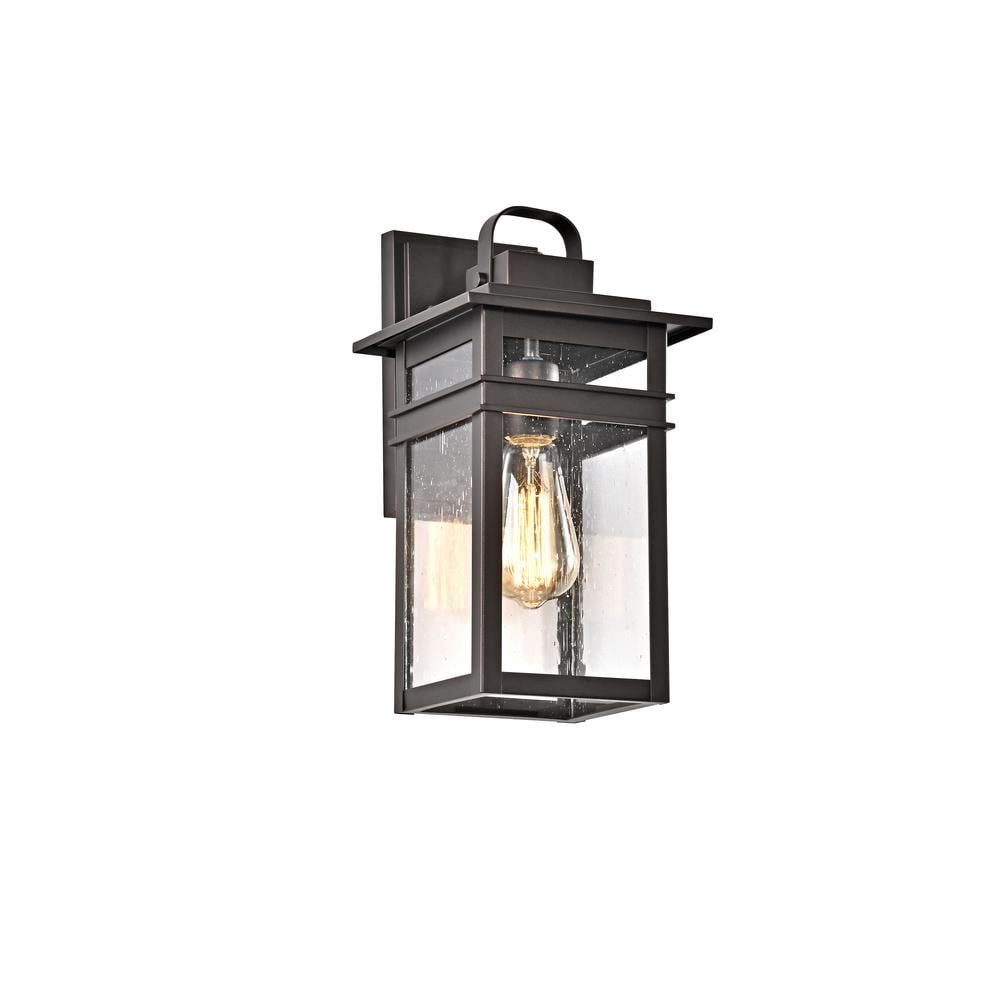 Oil Rubbed Bronze Outdoor Wall Sconce with Seedy Glass