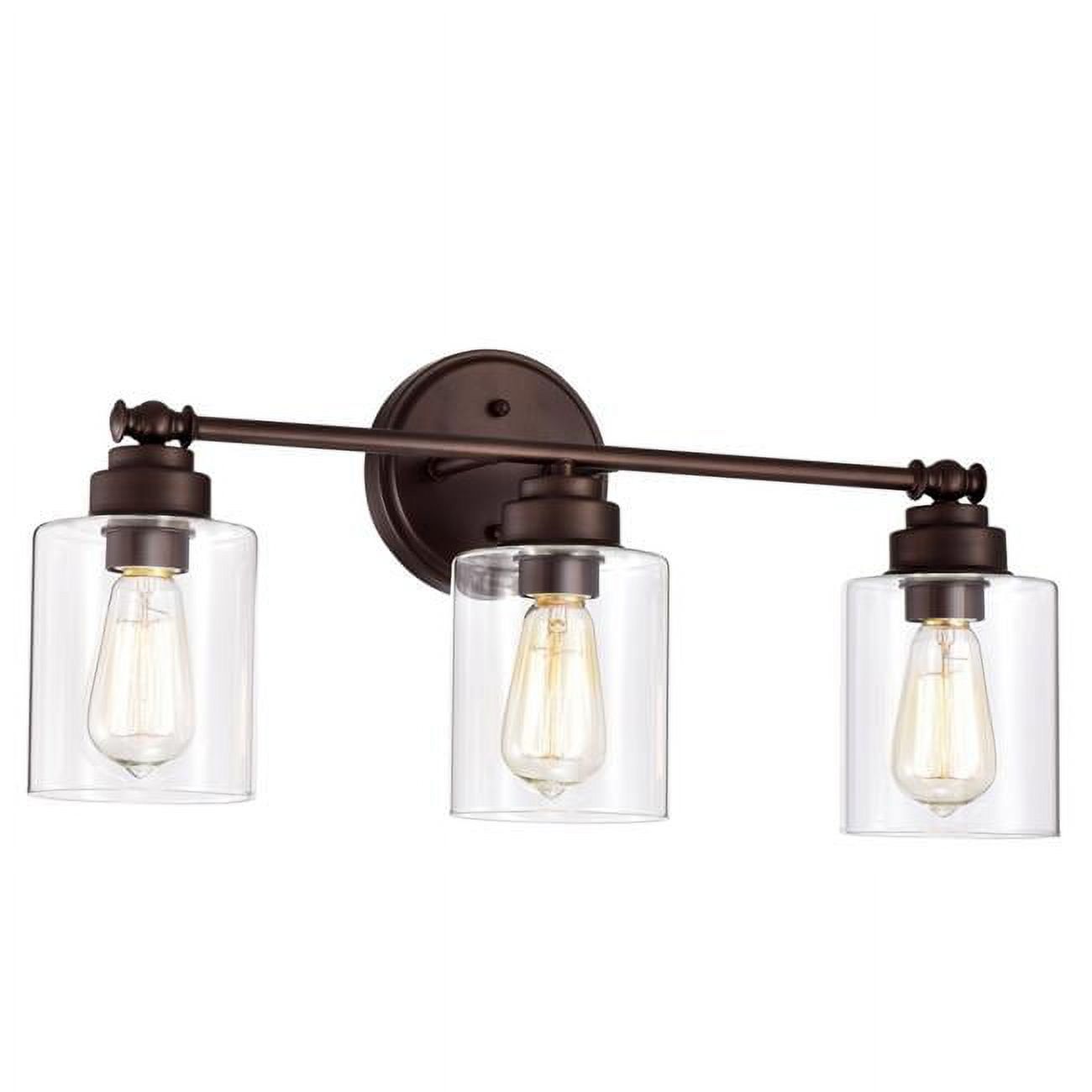 Elegant 3-Light Oil Rubbed Bronze Vanity Fixture with Clear Cylinder Shades, 23" Wide