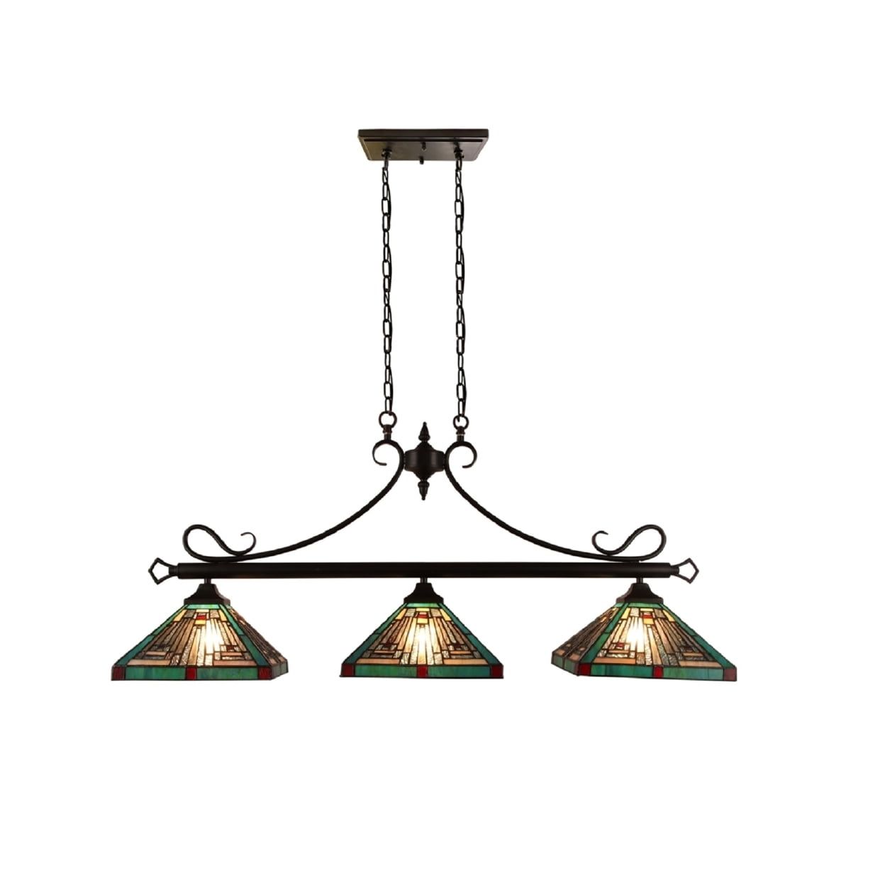 Innes 48" Bronze and Glass Island Pendant Light