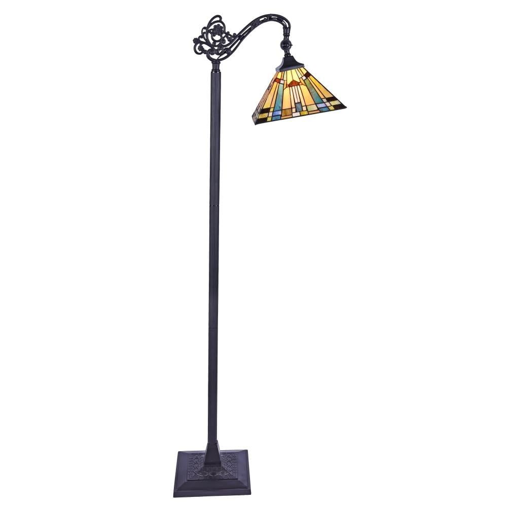 Bronze Tiffany-Style 62'' Stained Glass Reading Floor Lamp