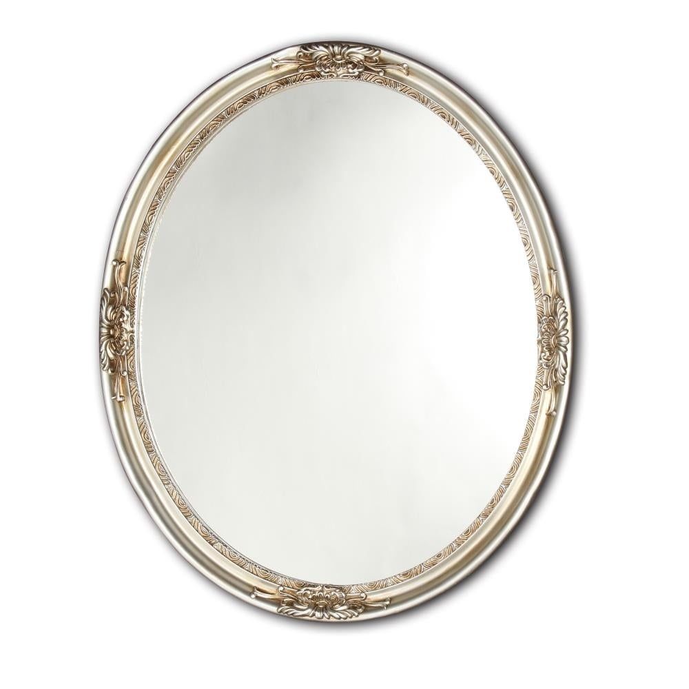 Elegant Oval 22x26 Antique Silver Framed Wall Mirror