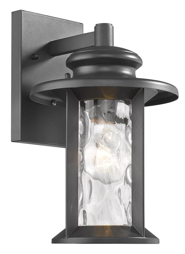 Owen Transitional Textured Black Steel Outdoor Sconce 12" Tall