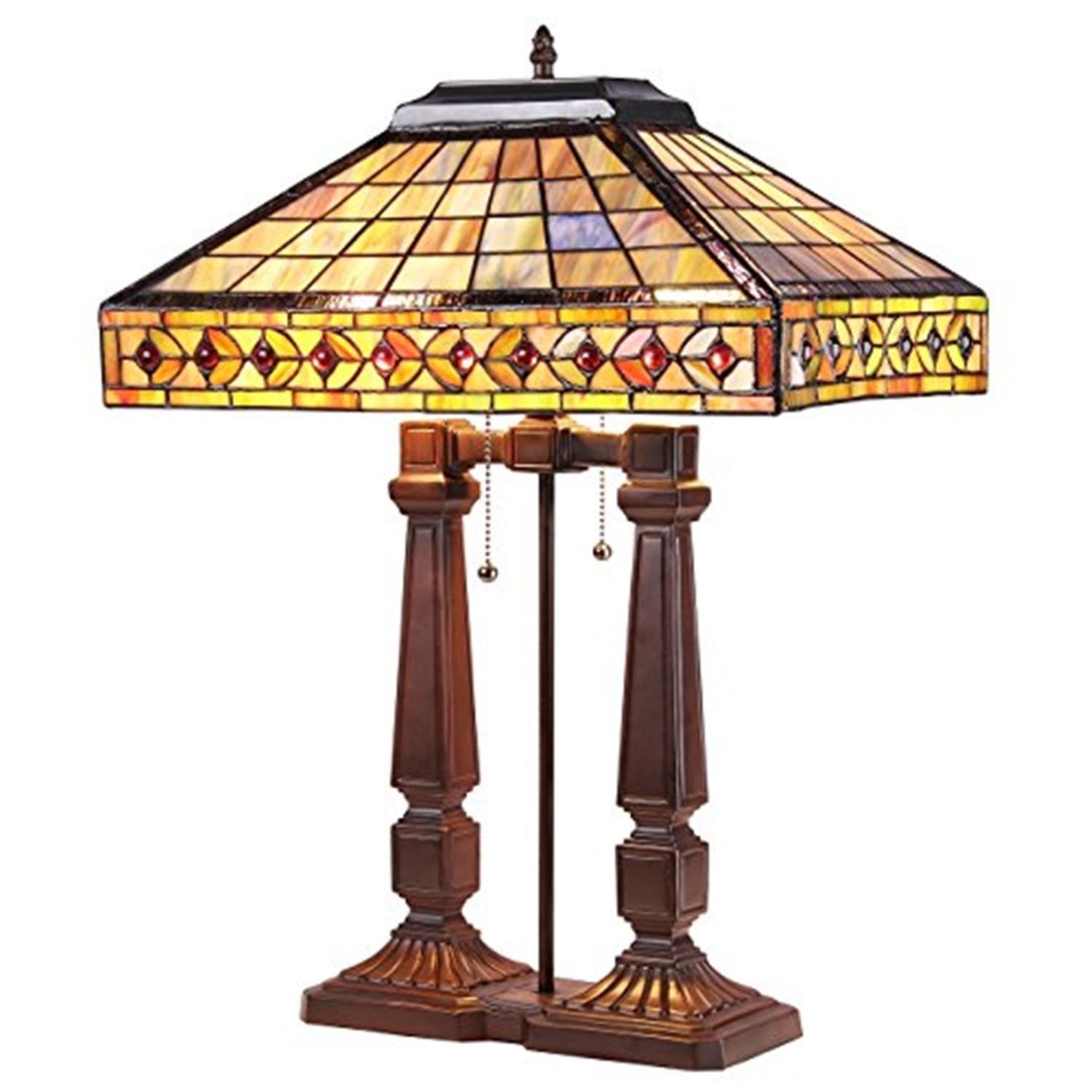 Sherwin Stained Glass Bronze Mission Table Lamp