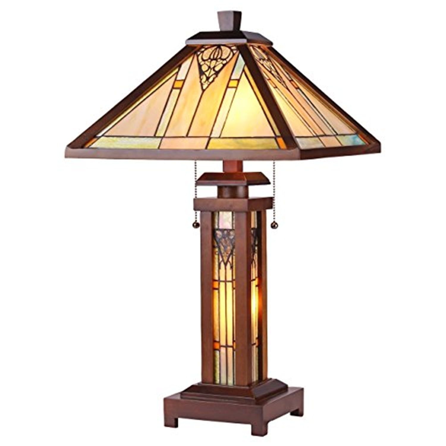 Zella 26" White Stained Glass Mission Table Lamp