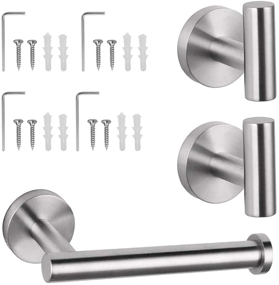 Brushed Stainless Steel 3-Piece Bathroom Hardware Set