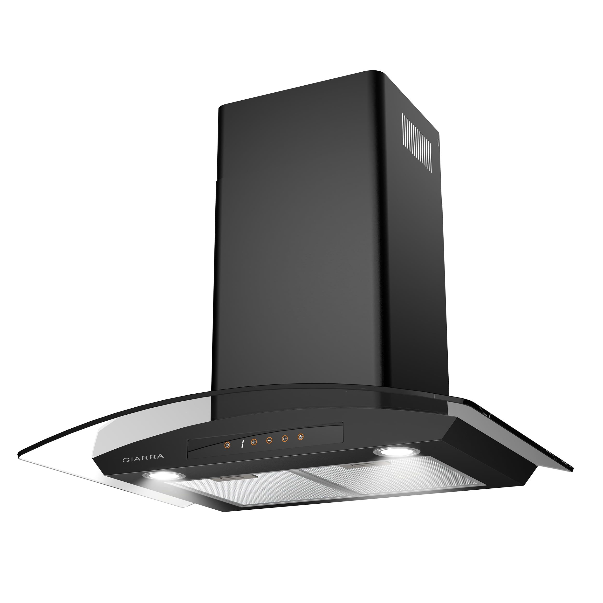 CIARRA 30-inch Black Convertible Wall Mount Range Hood with Glass Visor