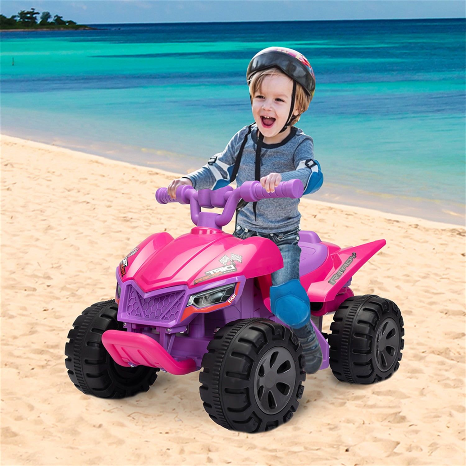 Pink 6V Kids Ride-On Quad with LED Lights and Music