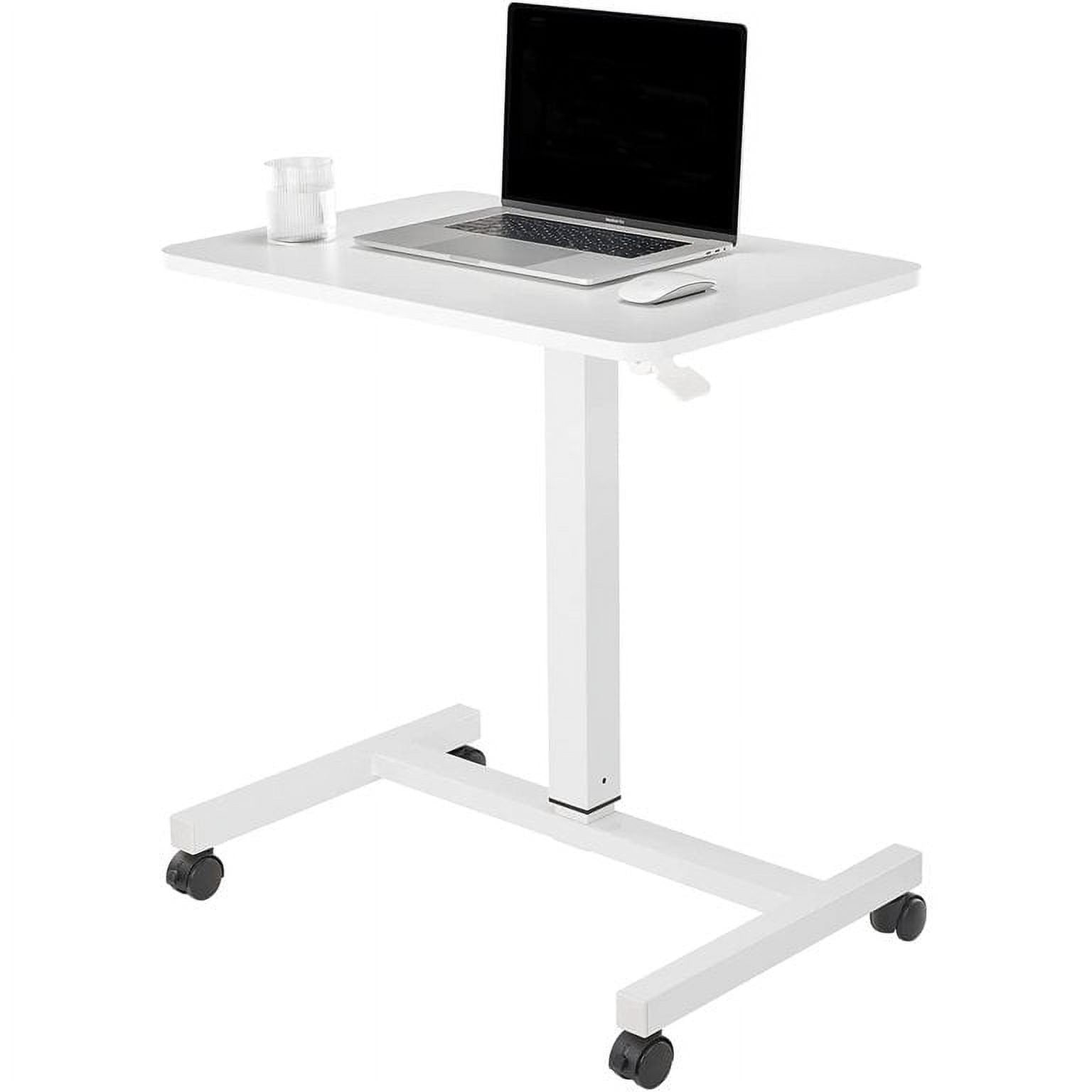 White Adjustable Height Mobile Laptop Desk Cart