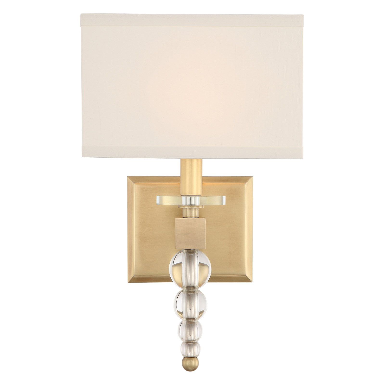 Elegant Aged Brass Dimmable Wall Sconce with White Silk Shade